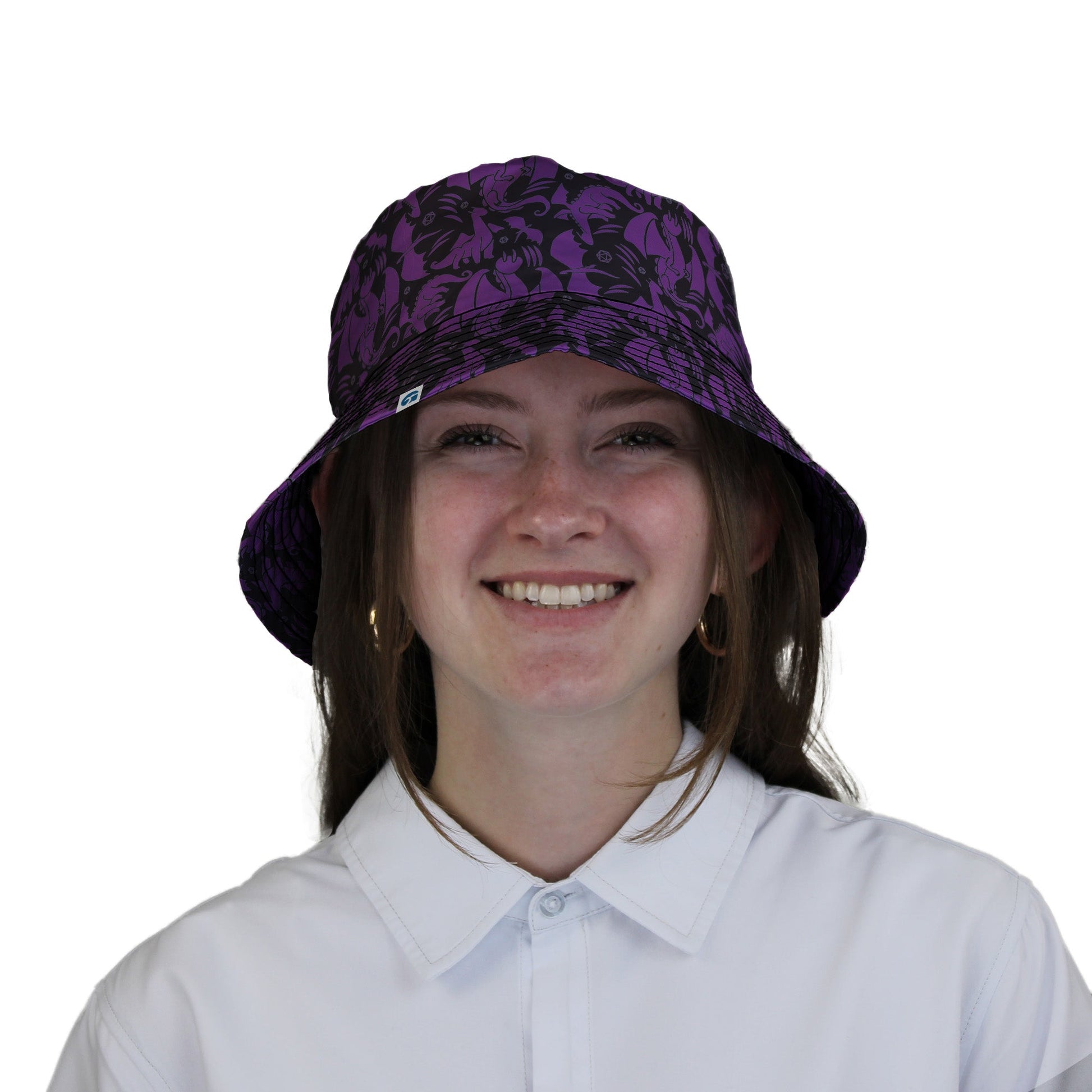 Dnd Purple Dragons Black Bucket Hat Geek Nerd Design by Heather Davenport dnd & rpg print fantasy prints