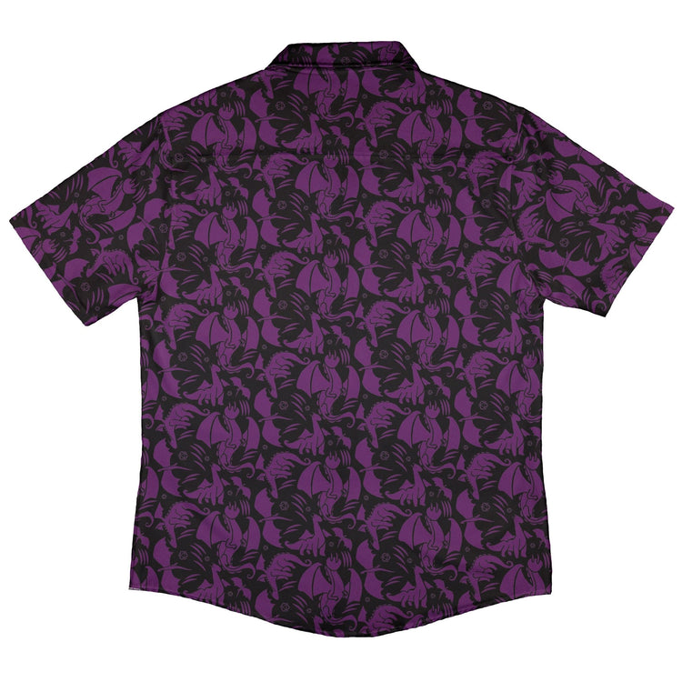 Dnd Purple Dragons Black Button Up Shirt Geek Nerd adult sizing Design by Heather Davenport dnd & rpg print