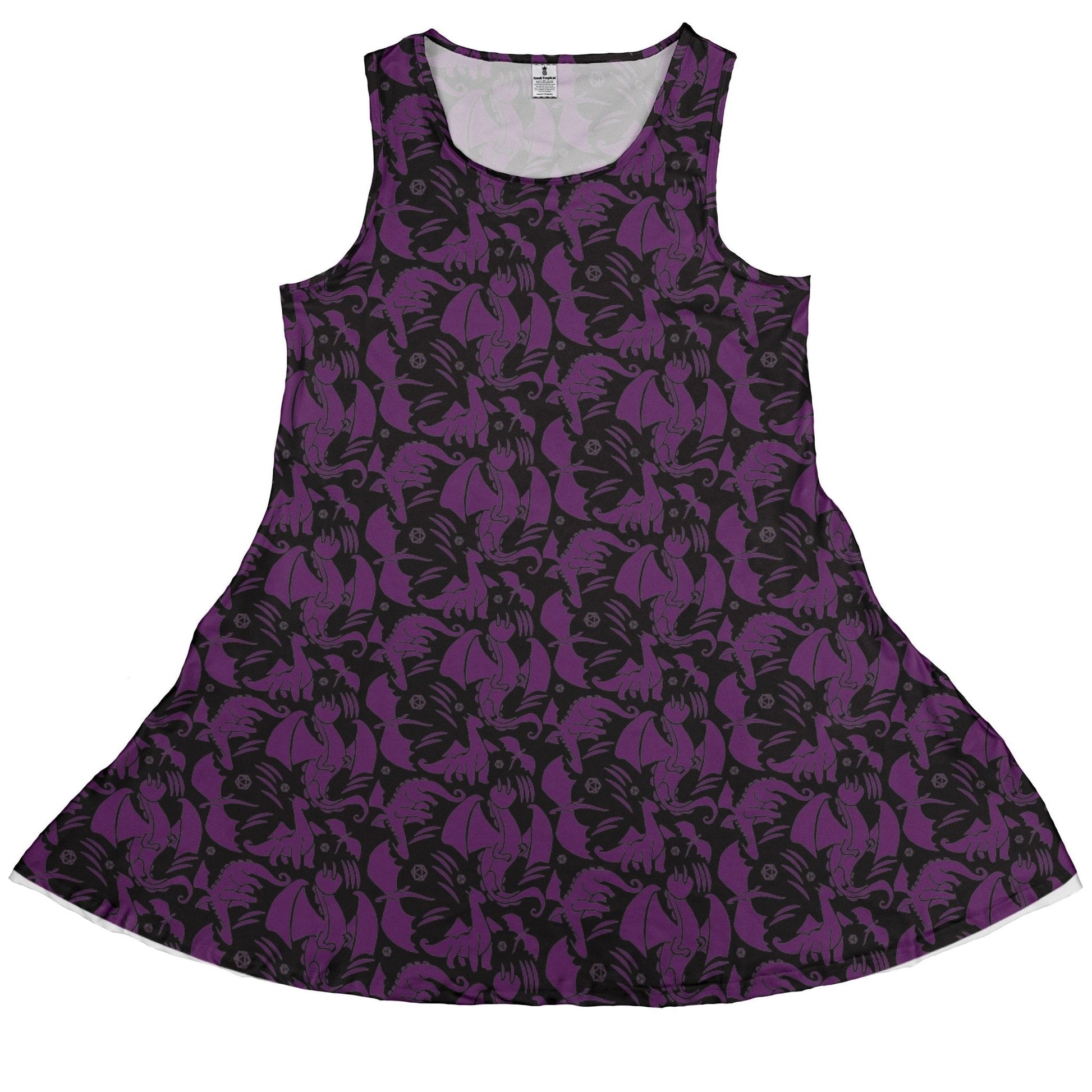 Clearance Ready - to - Ship Dnd Purple Dragons Black Dress Geek Nerd Clearance Design by Heather Davenport dnd & rpg print