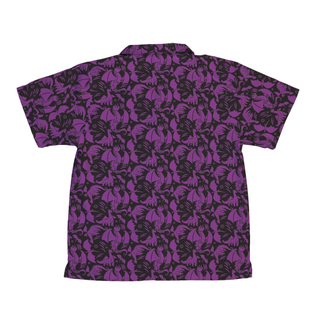 Dnd Purple Dragons Black Youth Hawaiian Shirt Geek Nerd Design by Heather Davenport dnd & rpg print fantasy prints
