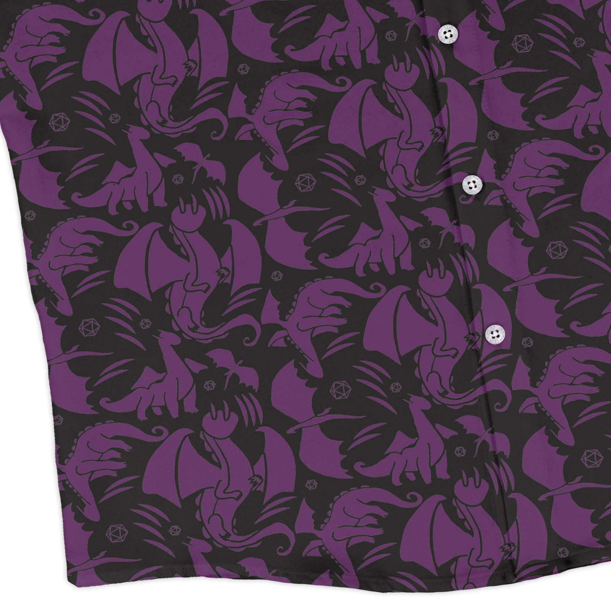 Dnd Purple Dragons Black Long Sleeve Button Up Shirt Geek Nerd adult sizing Design by Heather Davenport dnd & rpg print