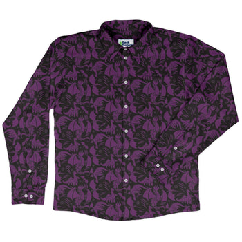 Dnd Purple Dragons Black Long Sleeve Button Up Shirt Geek Nerd adult sizing Design by Heather Davenport dnd & rpg print