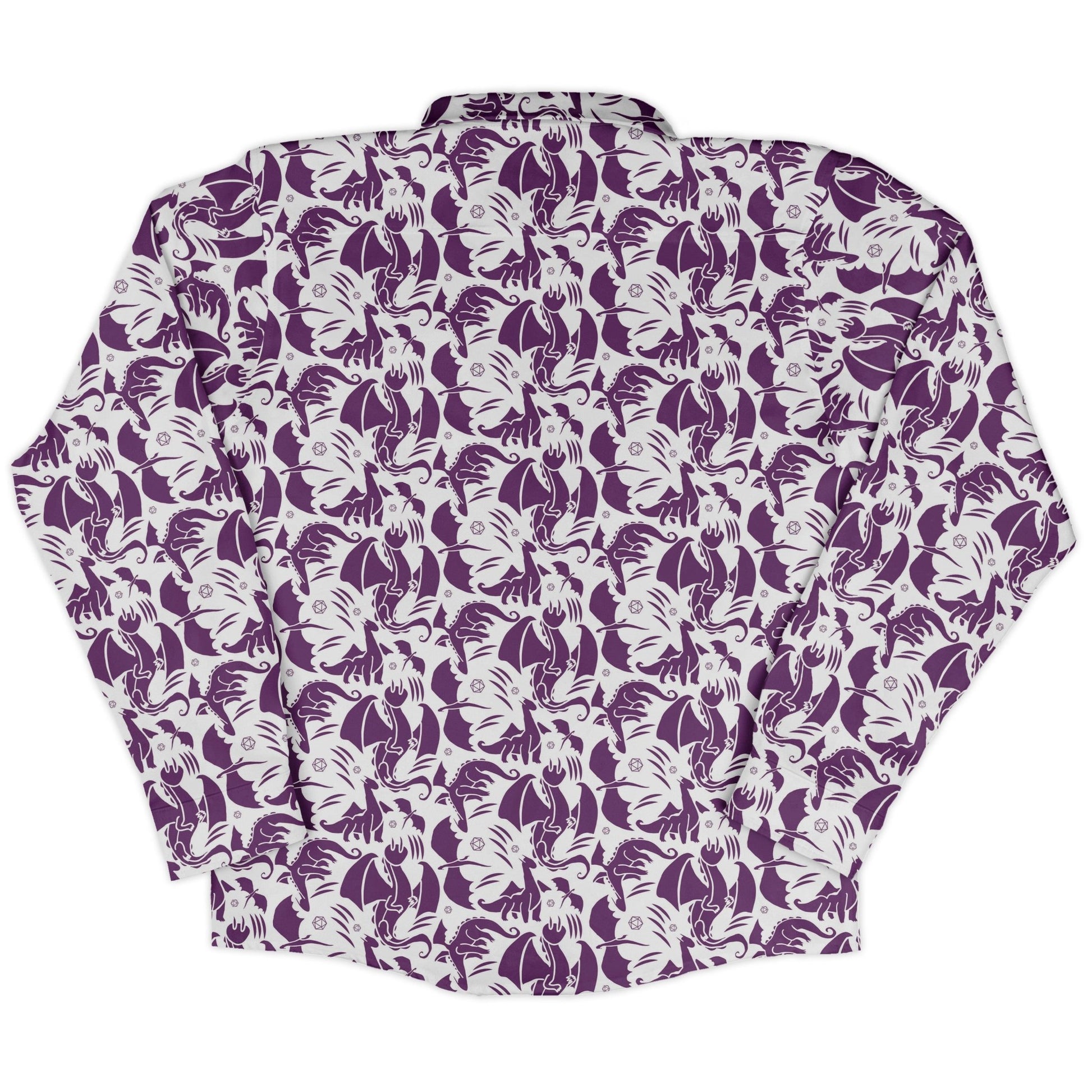 Dnd Purple Dragons Long Sleeve Button Up Shirt Geek Nerd adult sizing Design by Heather Davenport dnd & rpg print
