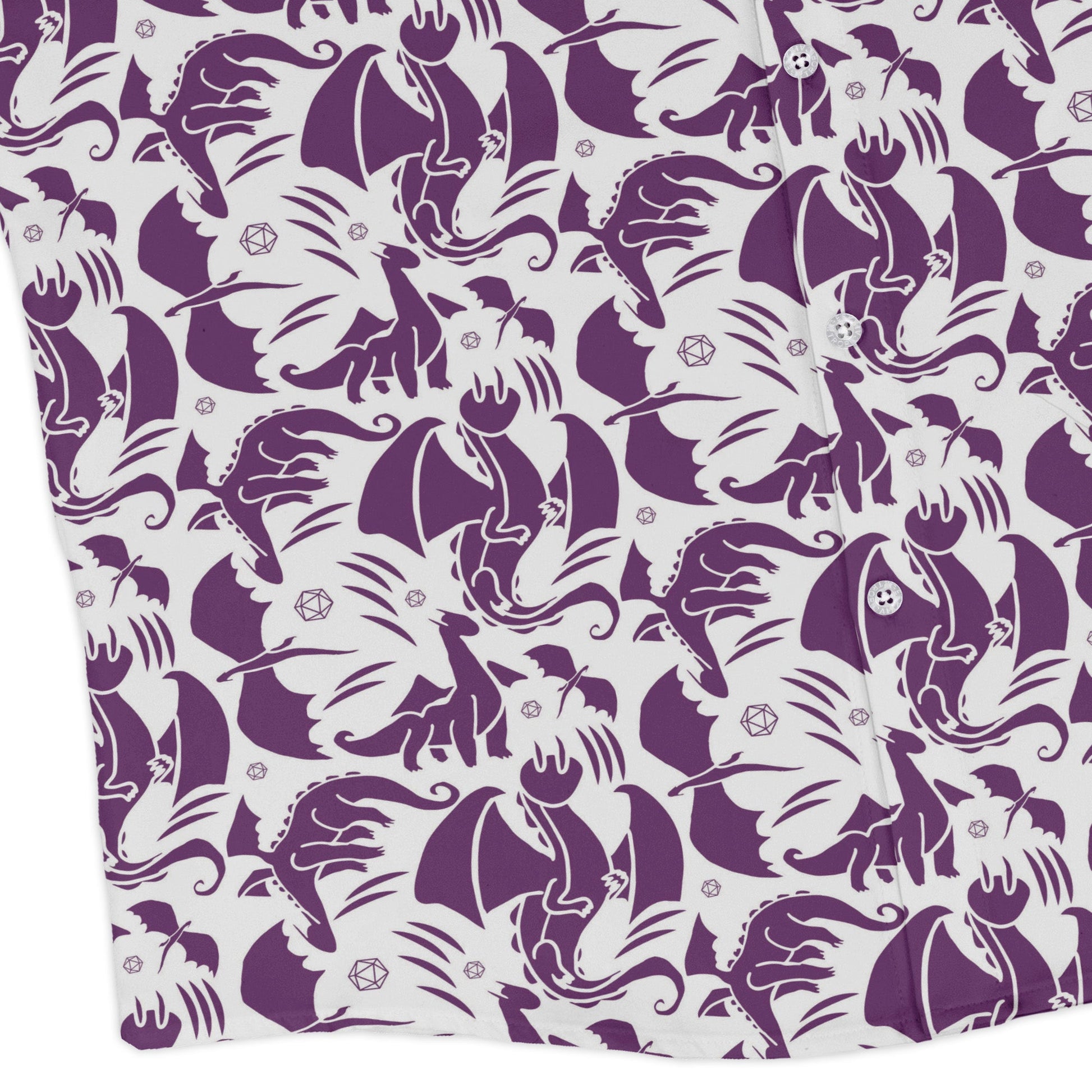 Dnd Purple Dragons Long Sleeve Button Up Shirt Geek Nerd adult sizing Design by Heather Davenport dnd & rpg print