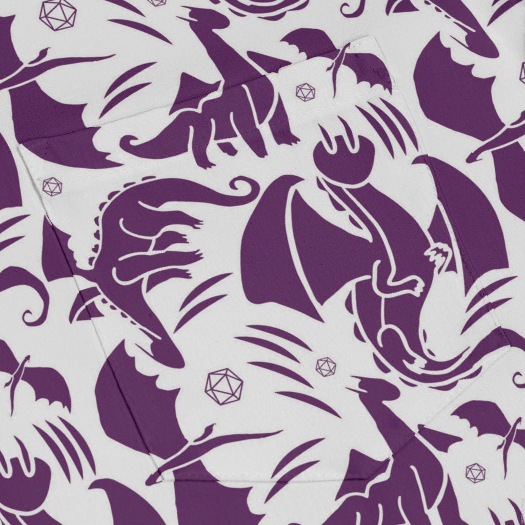 Dnd Purple Dragons Long Sleeve Button Up Shirt Geek Nerd adult sizing Design by Heather Davenport dnd & rpg print