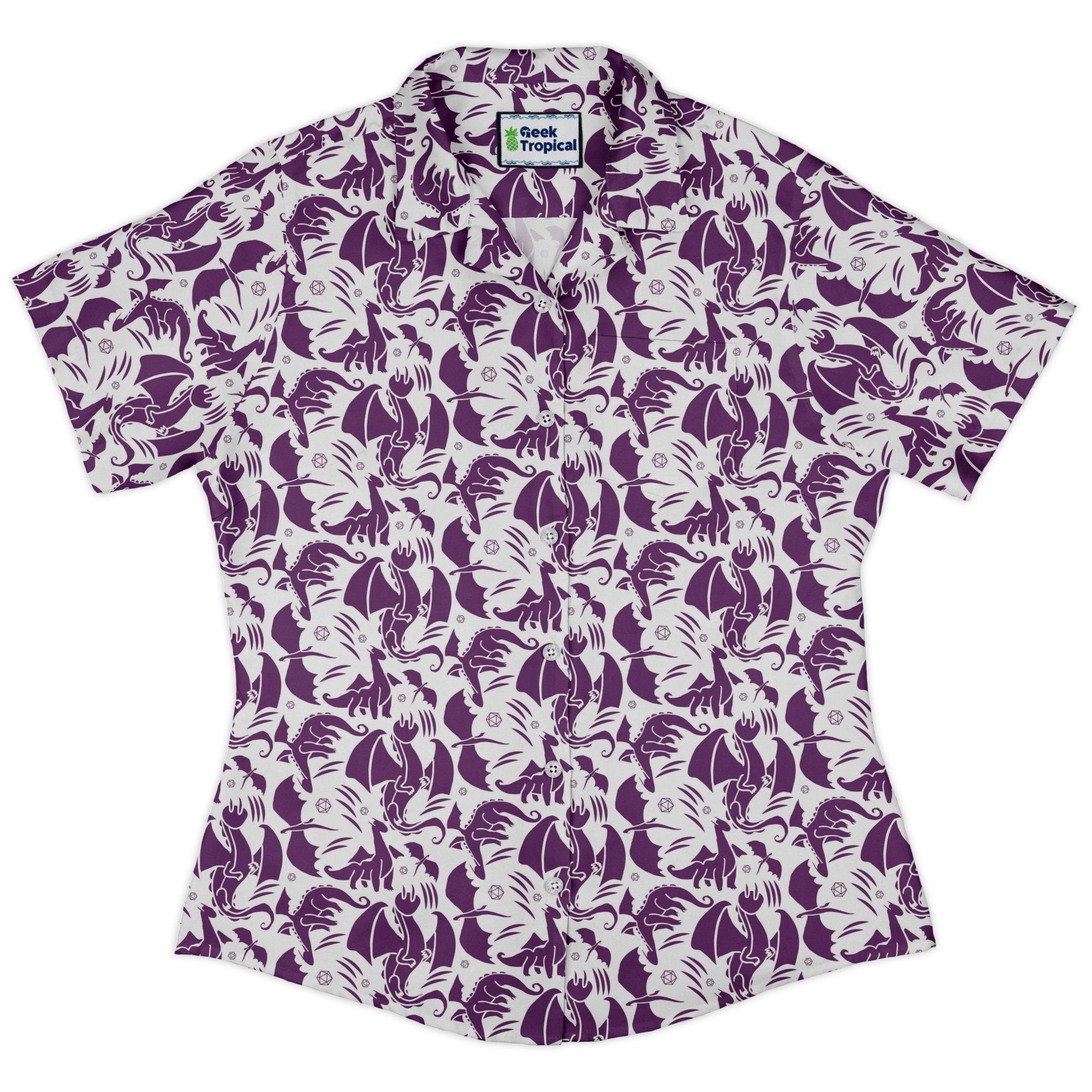 Dnd Purple Dragons Curvy Button Up Shirt Geek Nerd Design by Heather Davenport dnd & rpg print Fantasy Prints