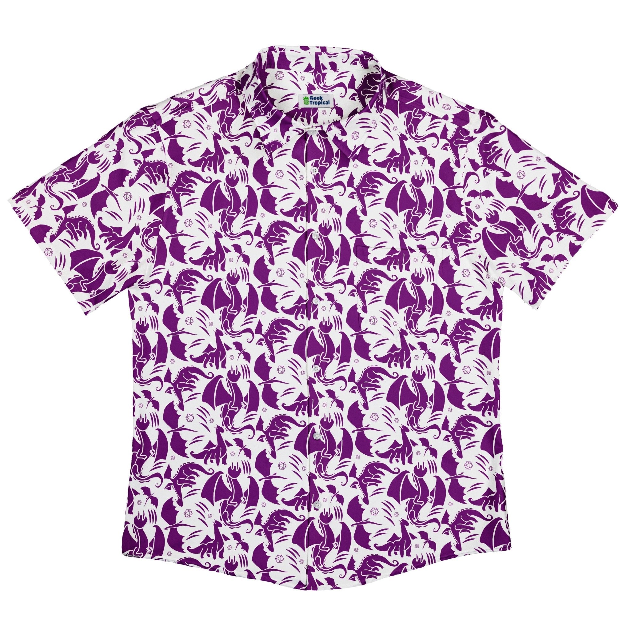 Dnd Purple Dragons Button Up Shirt - adult sizing - Design by Heather Davenport - dnd & rpg print