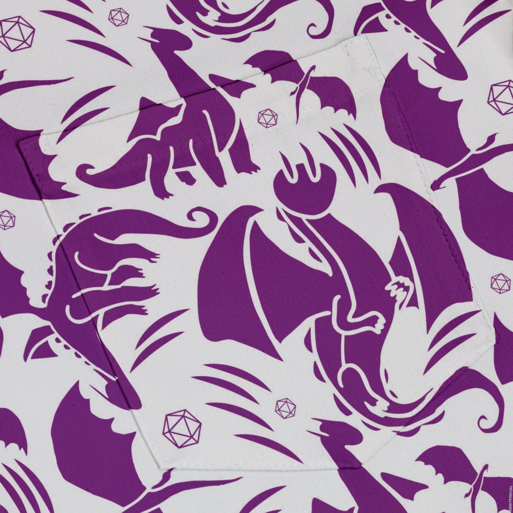 Dnd Purple Dragons Button Up Shirt - adult sizing - Design by Heather Davenport - dnd & rpg print