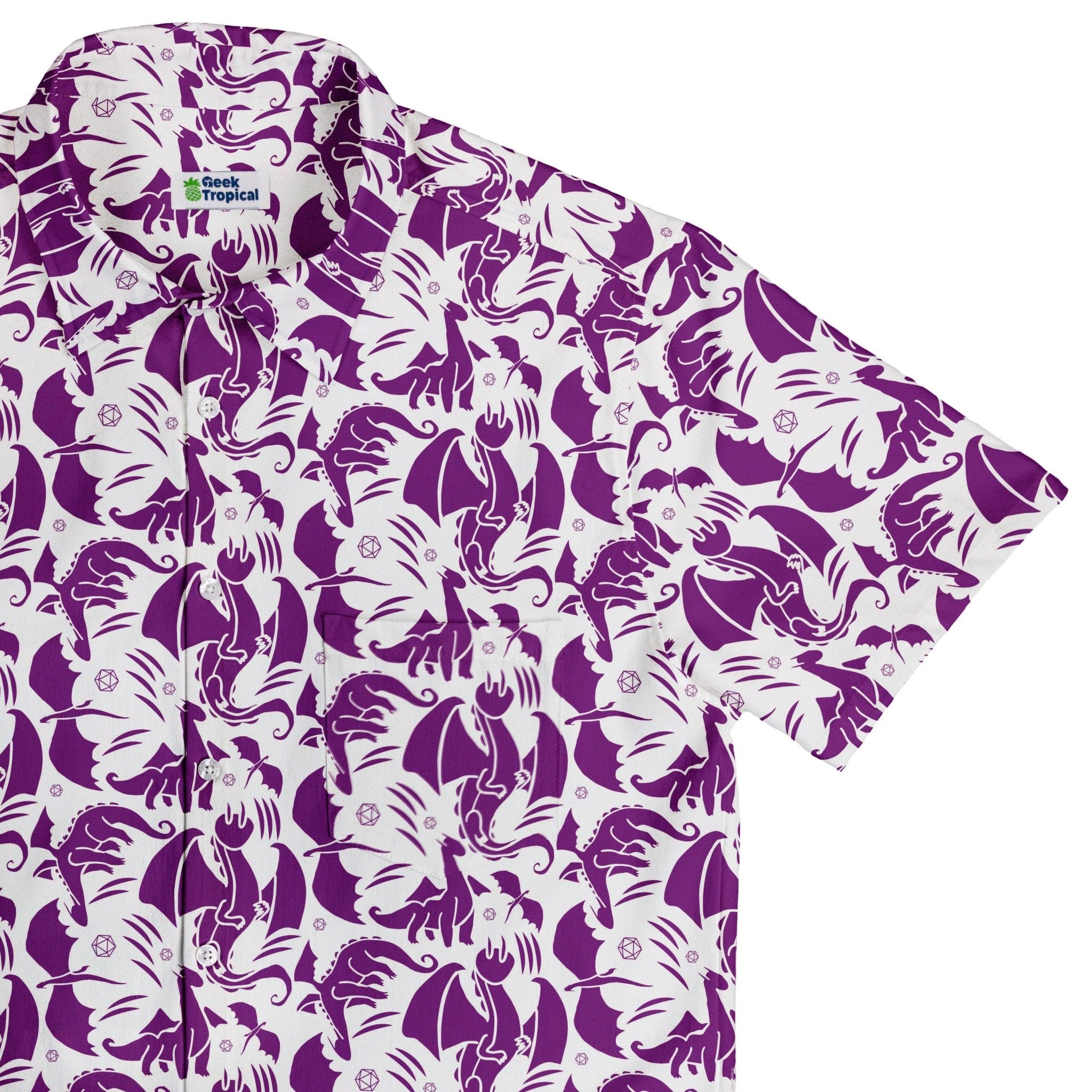 Dnd Purple Dragons Button Up Shirt - adult sizing - Design by Heather Davenport - dnd & rpg print