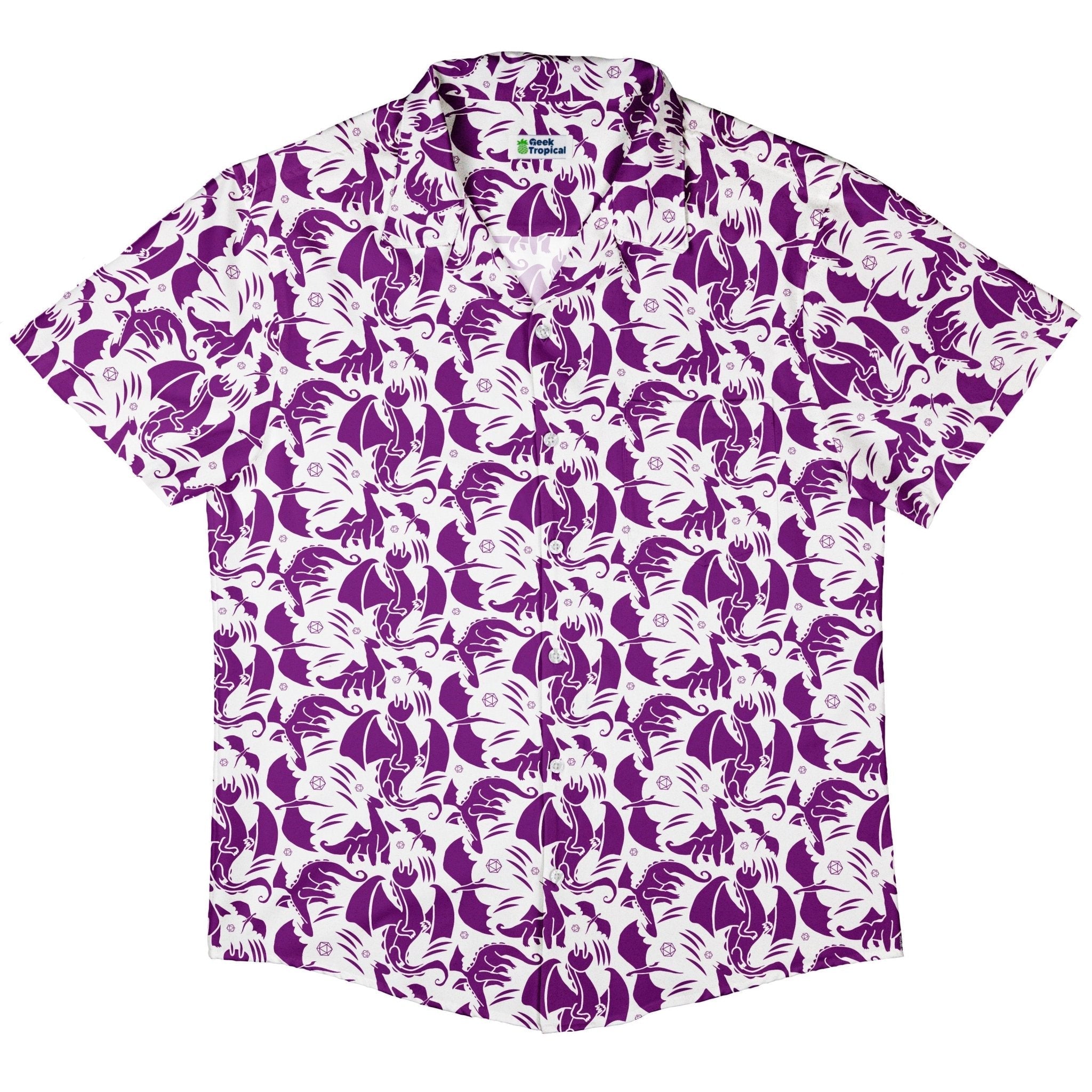 Clearance Ready - to - Ship Dnd Purple Dragons Button Up Shirt Geek Nerd adult sizing Clearance Design by Heather Davenport