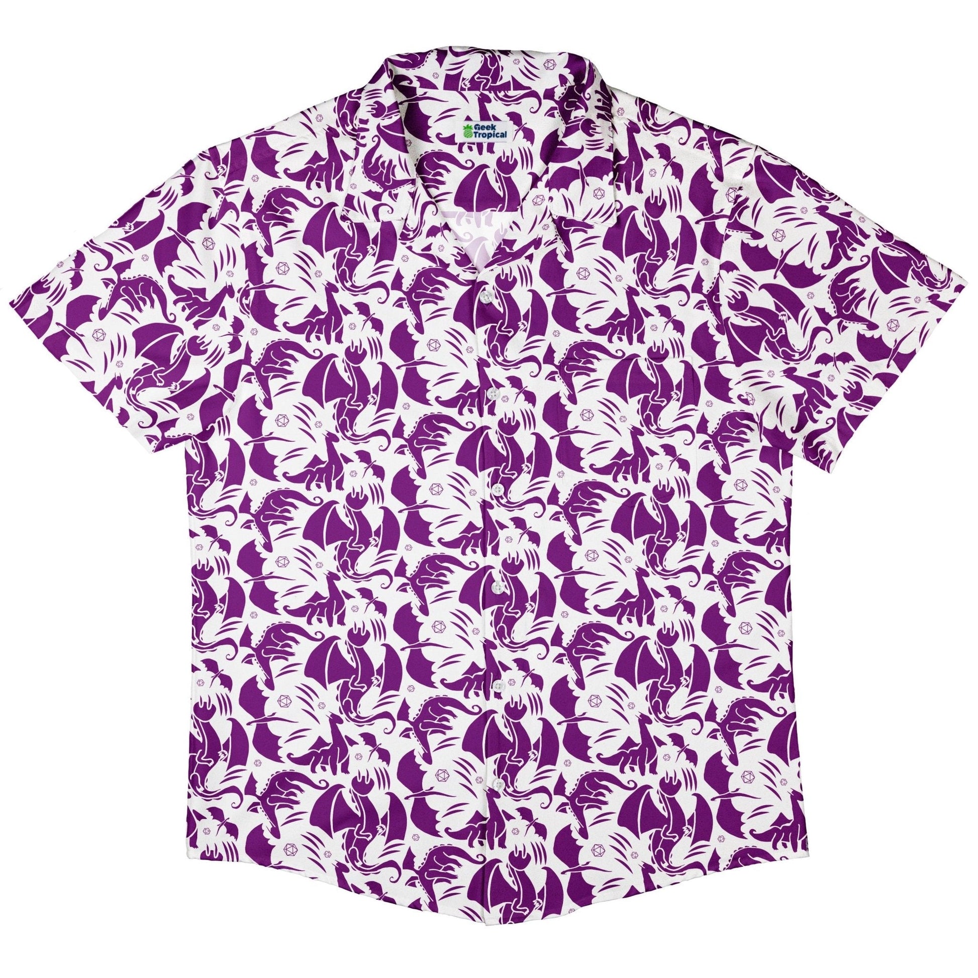 Clearance Ready - to - Ship Dnd Purple Dragons Button Up Shirt Geek Nerd adult sizing Clearance Design by Heather Davenport