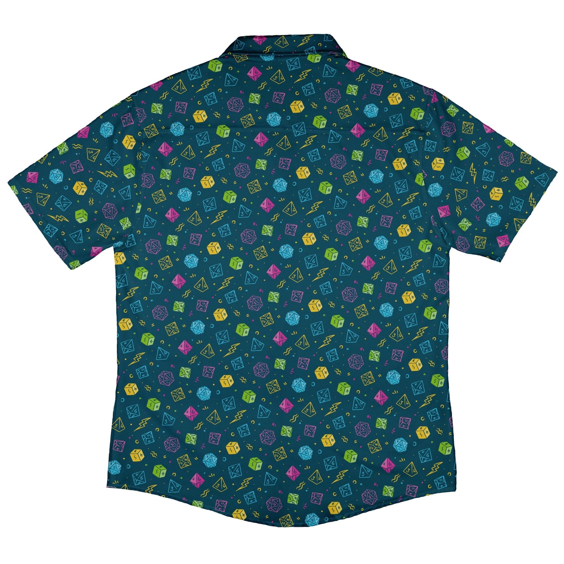 Dnd RPG Dice Blue Button Up Shirt - adult sizing - dnd & rpg print - Maximalist Patterns