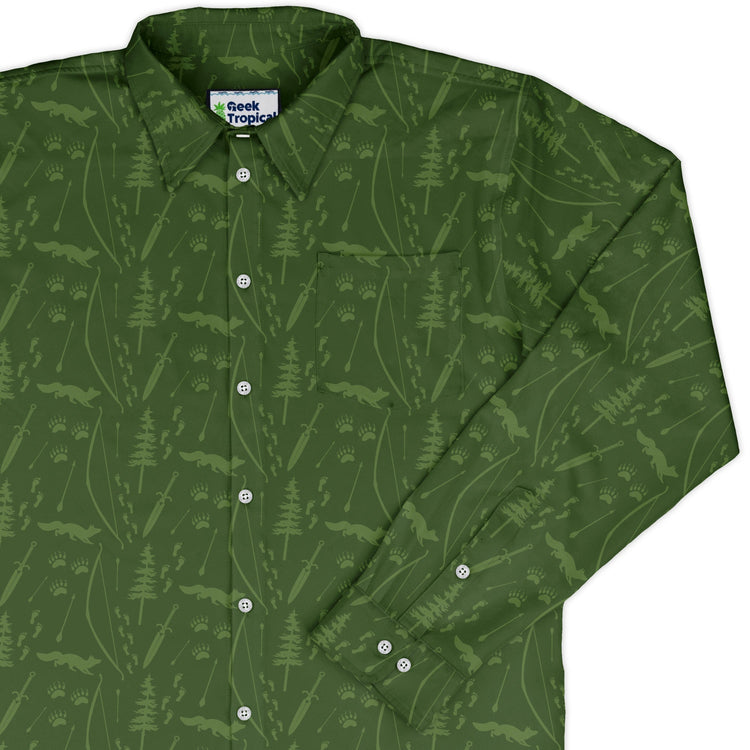 Dnd Ranger Class Long Sleeve Button Up Shirt Geek Nerd adult sizing Design by Heather Davenport dnd & rpg print