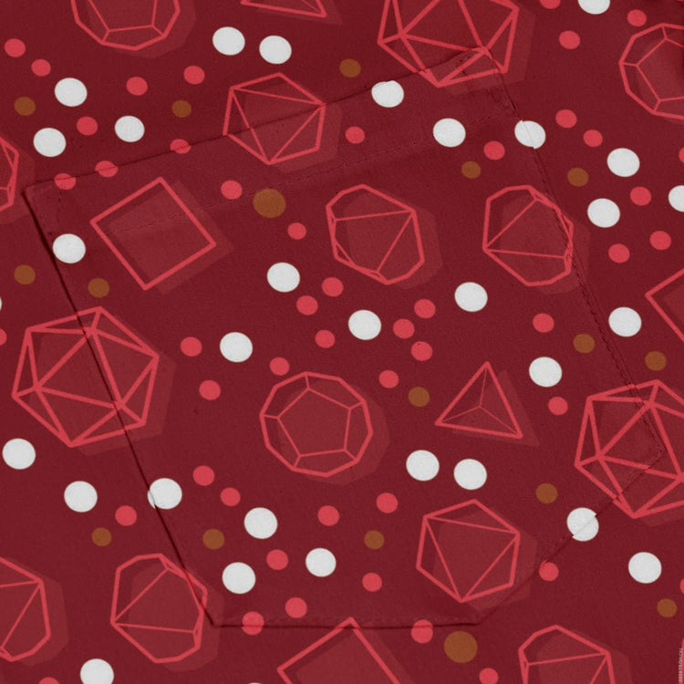 Dnd Red Dice Sets Long Sleeve Button Up Shirt Geek Nerd adult sizing Design by Heather Davenport dnd & rpg print