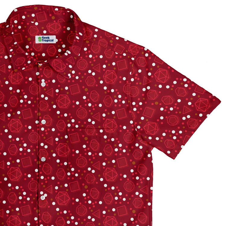 Dnd Red Dice Sets Button Up Shirt - adult sizing - Design by Heather Davenport - dnd & rpg print
