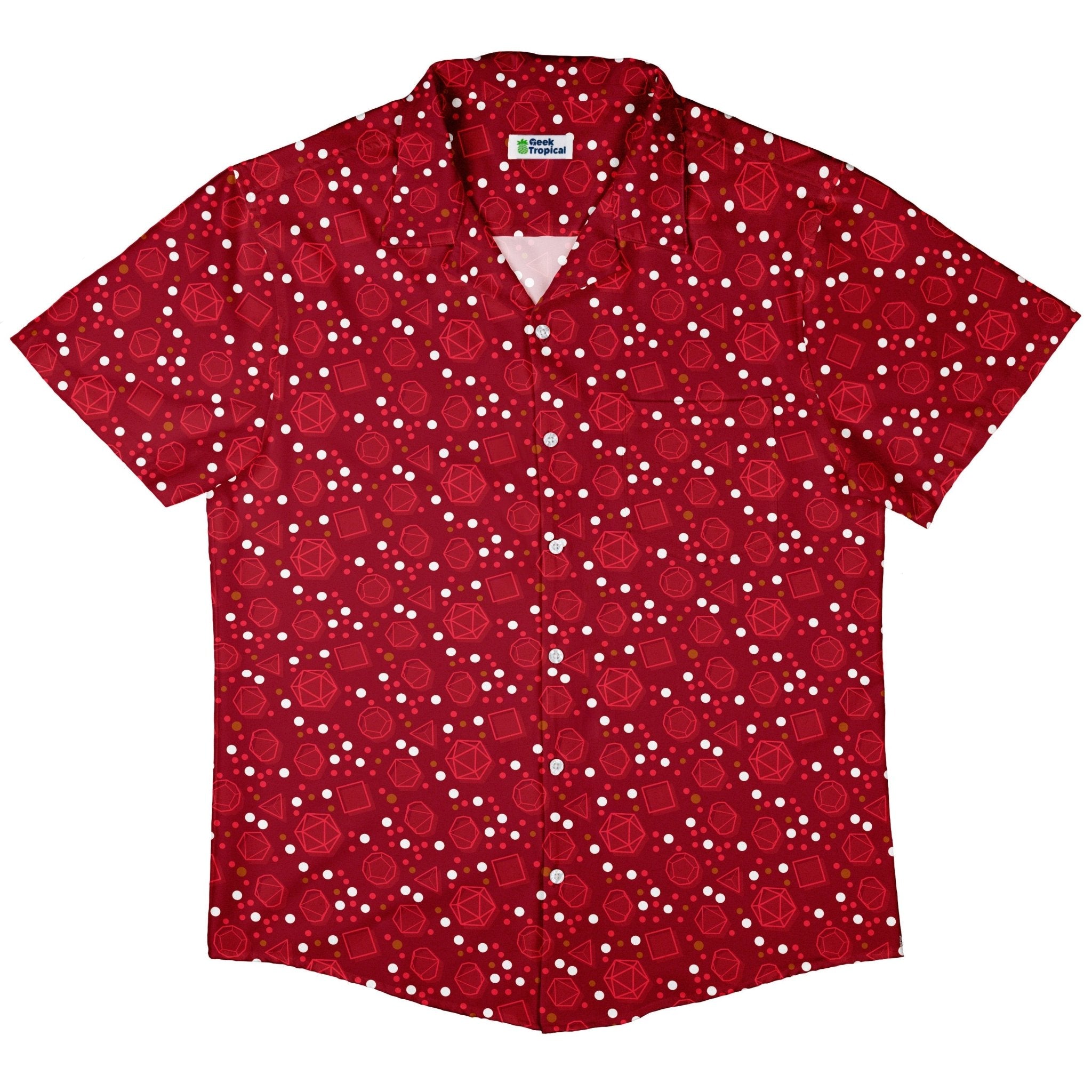 Dnd Red Dice Sets Button Up Shirt - adult sizing - Design by Heather Davenport - dnd & rpg print