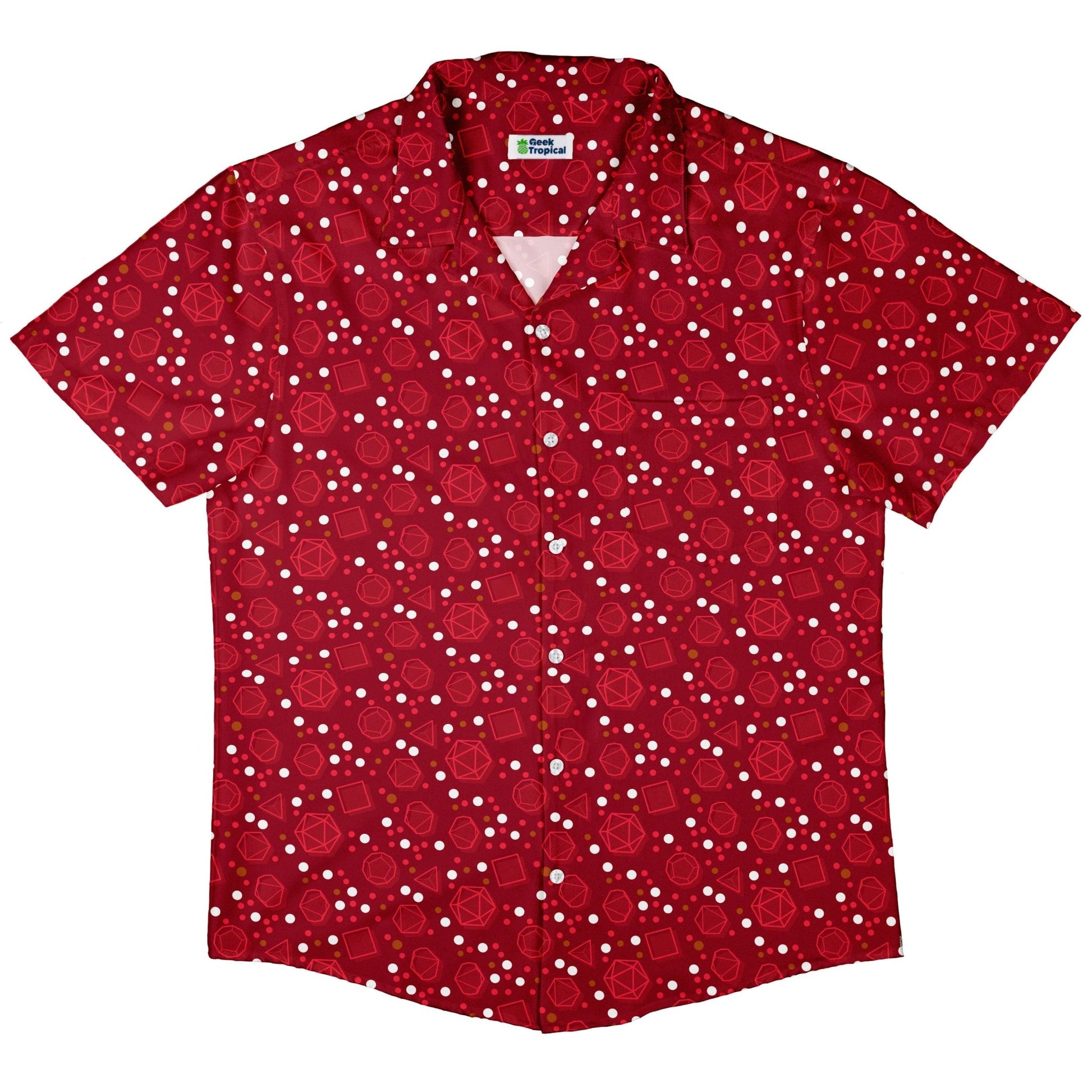 Dnd Red Dice Sets Button Up Shirt - adult sizing - Design by Heather Davenport - dnd & rpg print
