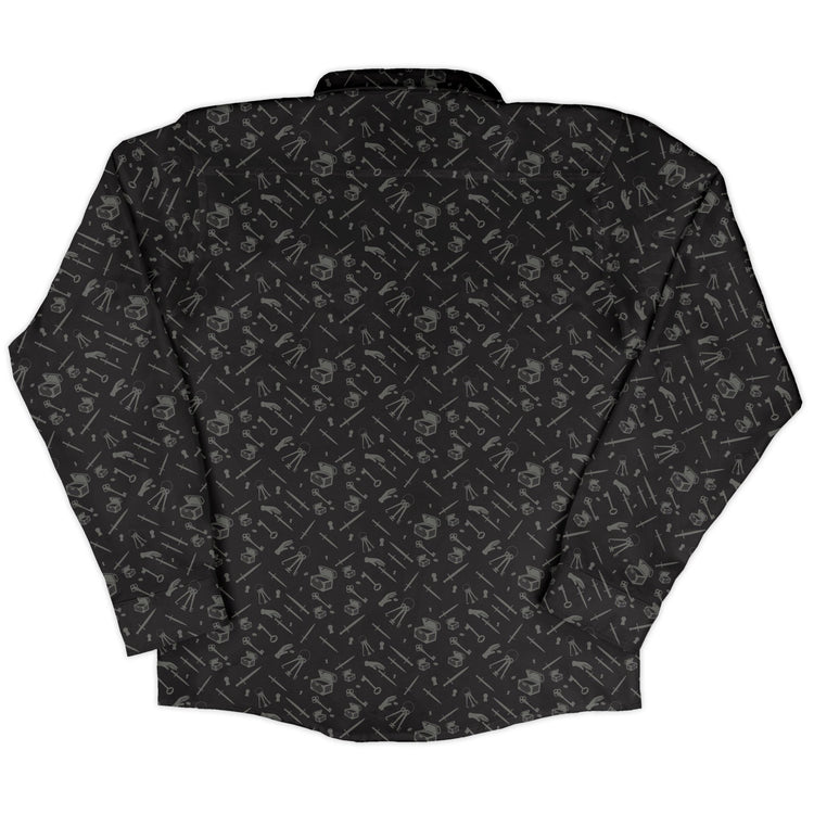 Dnd Rogue Class Long Sleeve Button Up Shirt Geek Nerd adult sizing Design by Heather Davenport dnd & rpg print