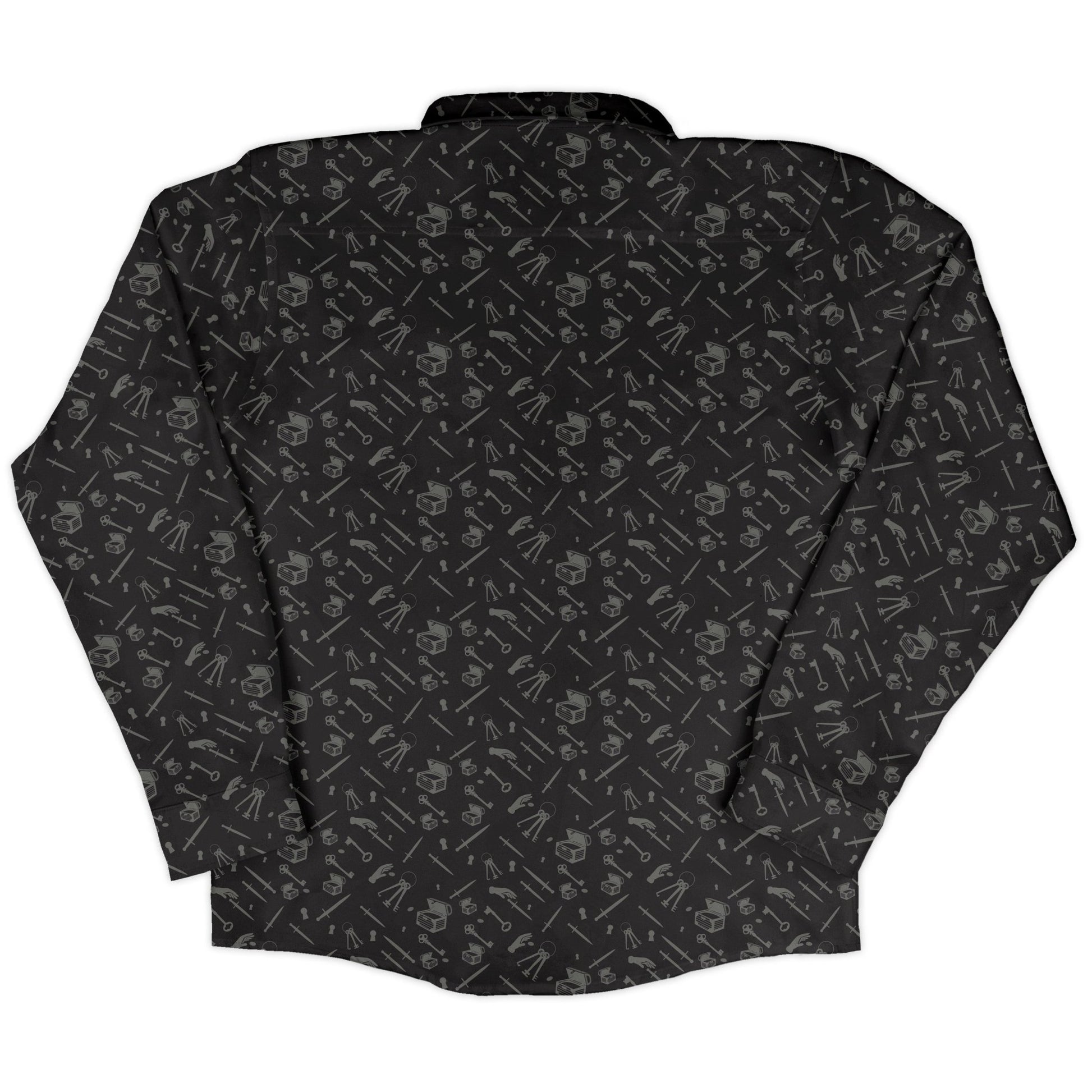 Dnd Rogue Class Long Sleeve Button Up Shirt Geek Nerd adult sizing Design by Heather Davenport dnd & rpg print