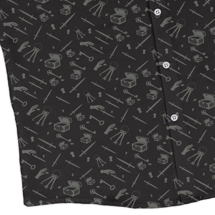 Dnd Rogue Class Long Sleeve Button Up Shirt Geek Nerd adult sizing Design by Heather Davenport dnd & rpg print