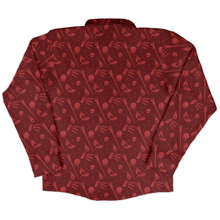 Dnd Sorcerer Class Long Sleeve Button Up Shirt Geek Nerd adult sizing Design by Heather Davenport dnd & rpg print