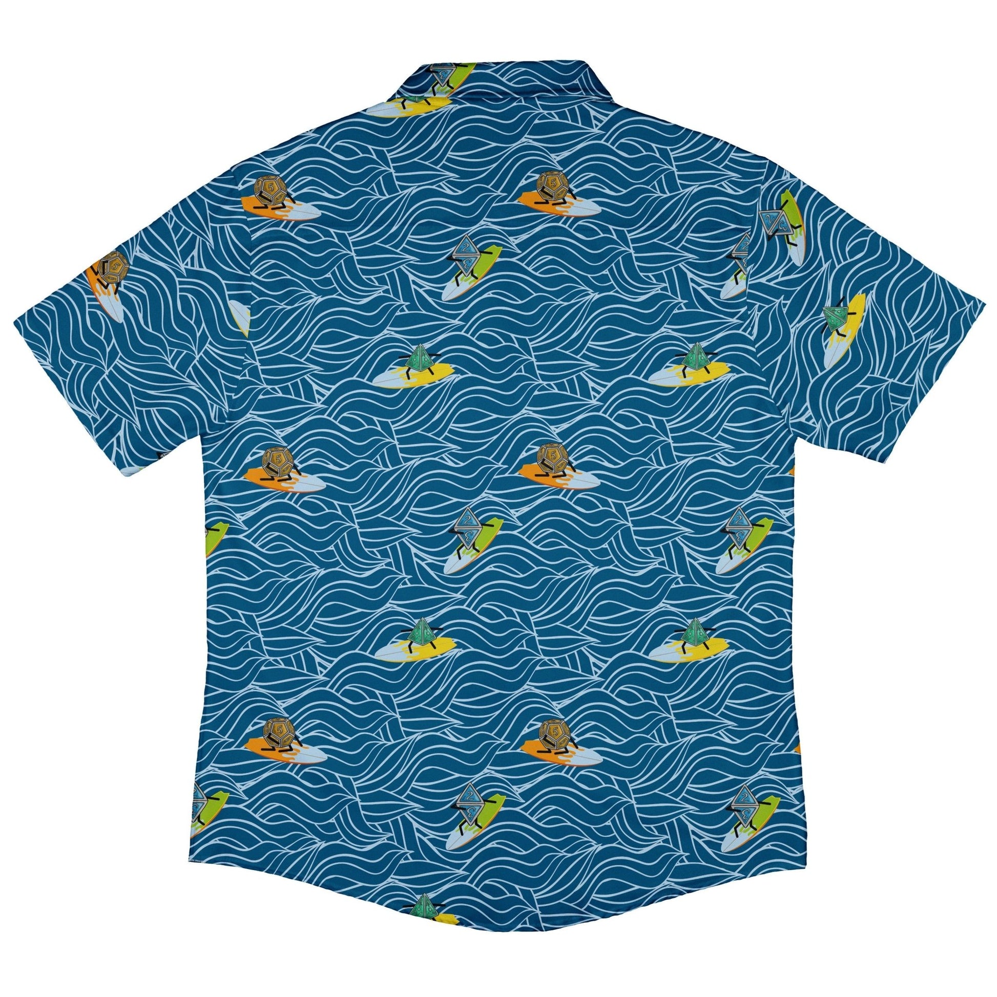 Surf and Roll Dnd Dice Button Up Shirt - adult sizing - Design by Dunking Toast - dnd & rpg print