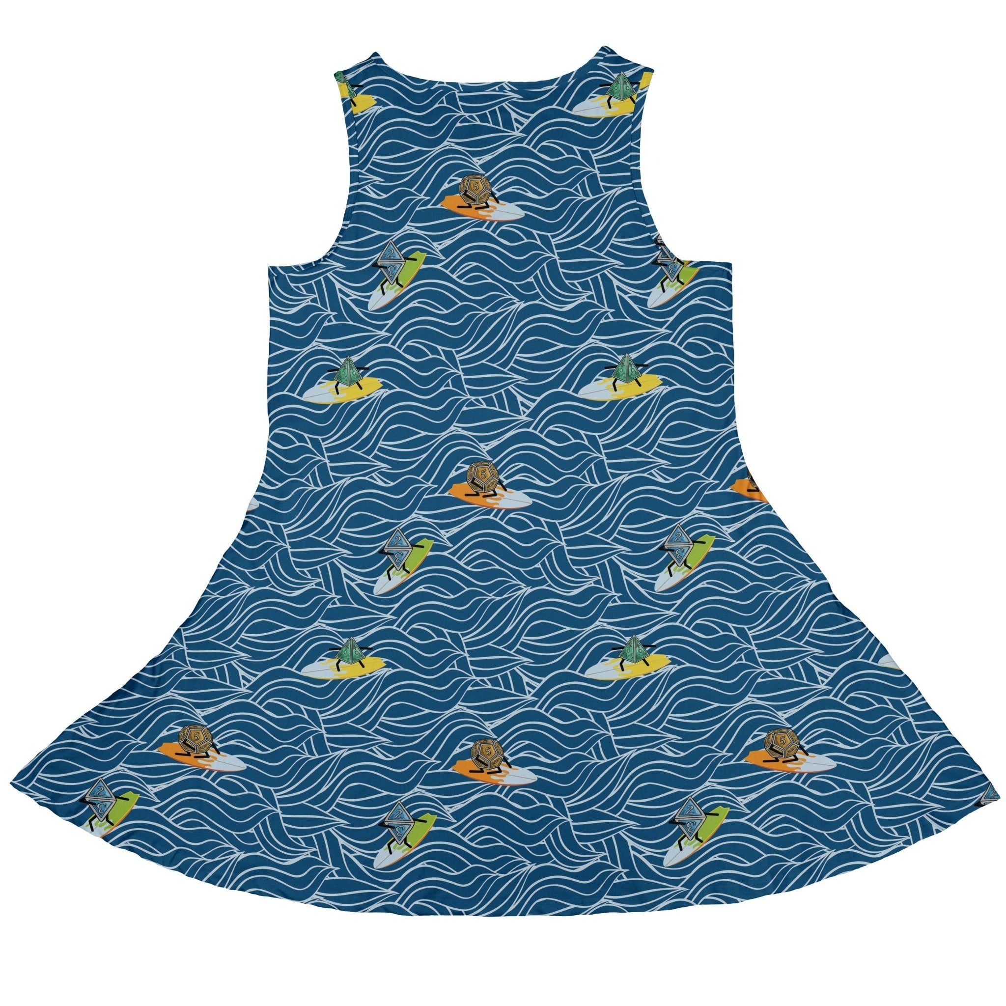 Surf And Roll Dnd Dice Dress Geek Nerd Design by Dunking Toast dnd & rpg print lx - C