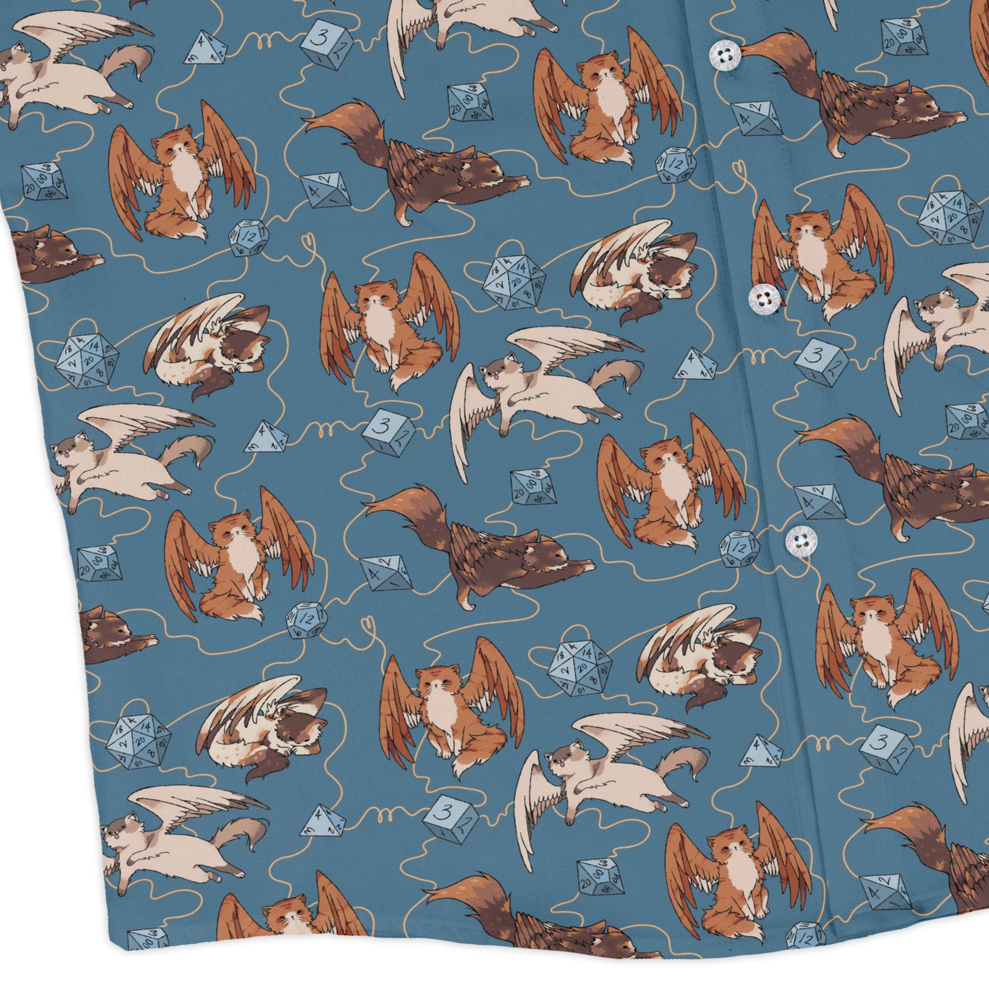Dnd Tressym Familiars Long Sleeve Button Up Shirt Geek Nerd adult sizing Design by Ardi Tong dnd & rpg print