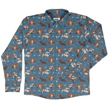 Dnd Tressym Familiars Long Sleeve Button Up Shirt Geek Nerd adult sizing Design by Ardi Tong dnd & rpg print