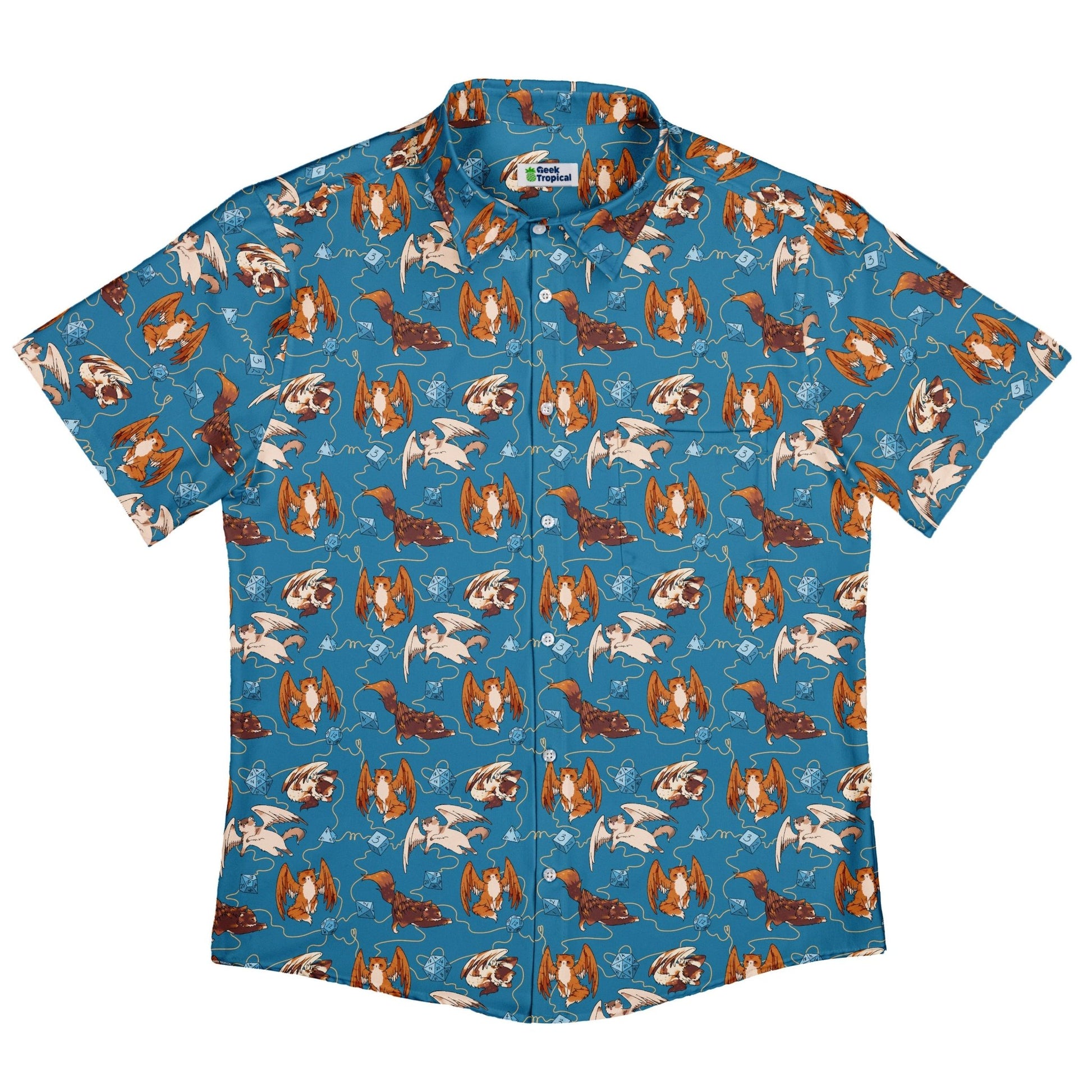 Dnd Tressym Familiars Button Up Shirt - adult sizing - Design by Ardi Tong - dnd & rpg print