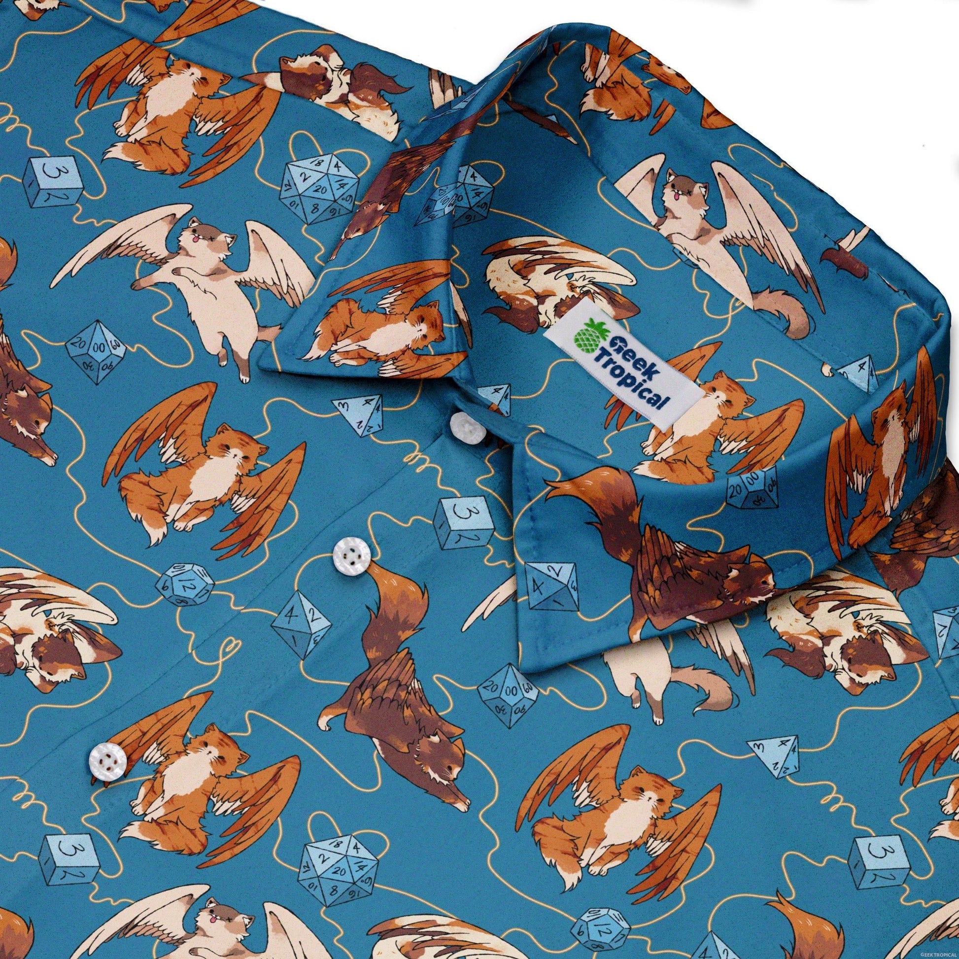 Dnd Tressym Familiars Button Up Shirt - adult sizing - Design by Ardi Tong - dnd & rpg print
