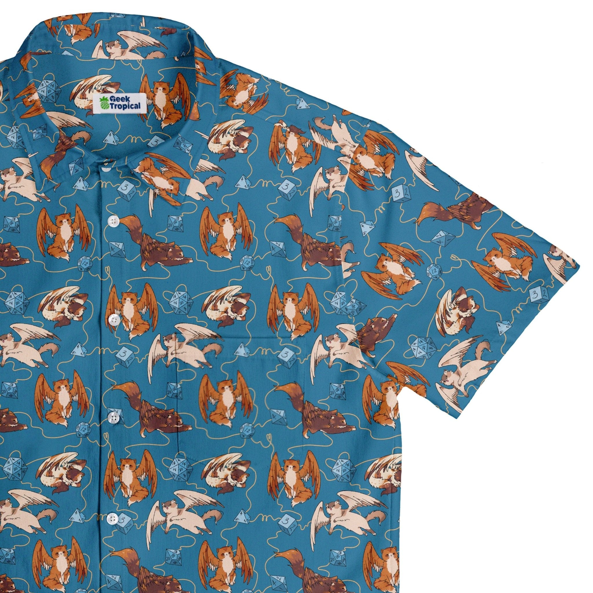 Dnd Tressym Familiars Button Up Shirt - adult sizing - Design by Ardi Tong - dnd & rpg print