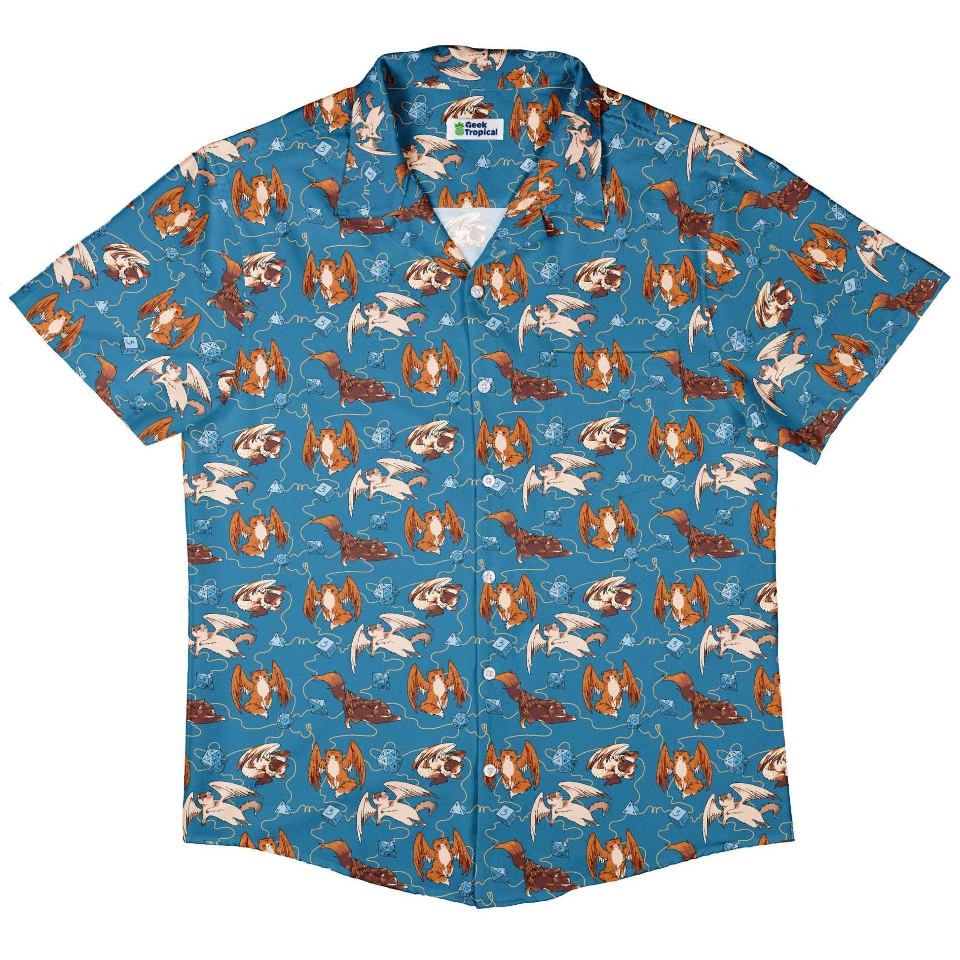 Dnd Tressym Familiars Button Up Shirt - adult sizing - Design by Ardi Tong - dnd & rpg print