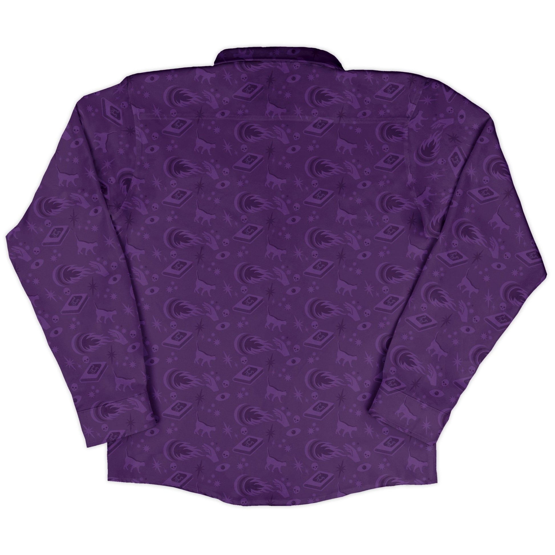 Dnd Warlock Class Long Sleeve Button Up Shirt Geek Nerd adult sizing Design by Heather Davenport dnd & rpg print