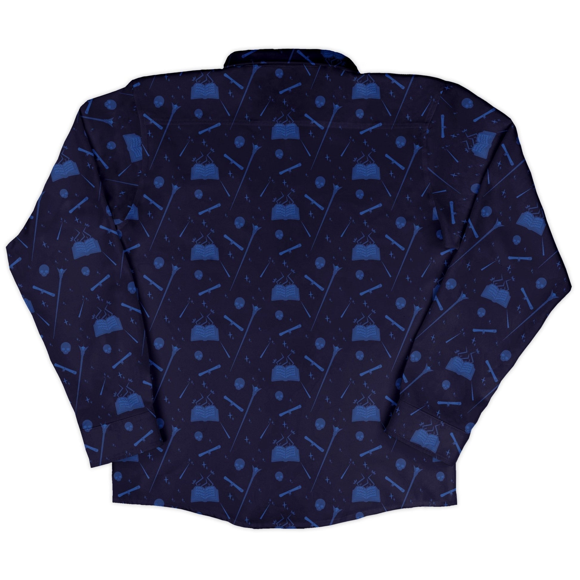 Dnd Wizard Class Long Sleeve Button Up Shirt Geek Nerd adult sizing Design by Heather Davenport dnd & rpg print