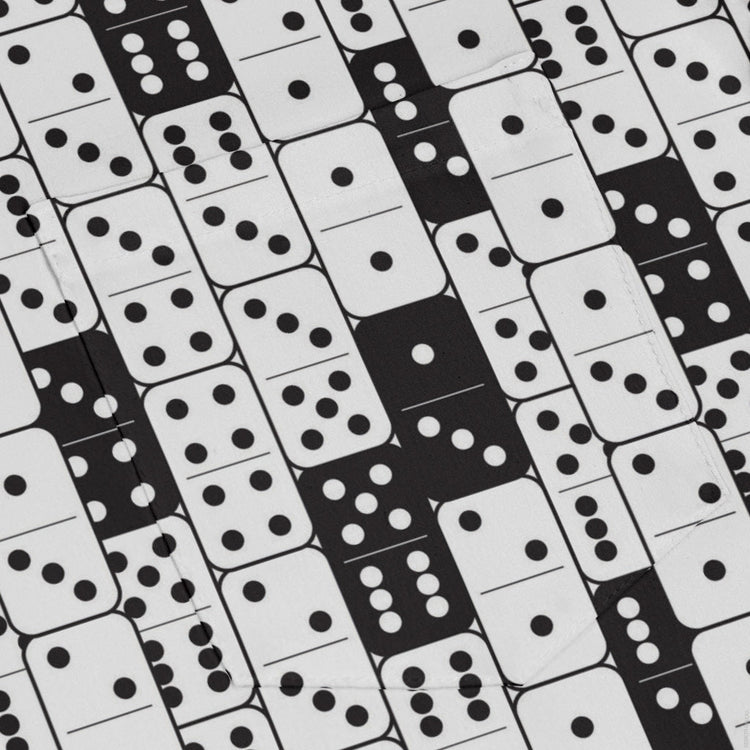 Dominos Long Sleeve Button Up Shirt Geek Nerd adult sizing board game print Design by Heather Davenport