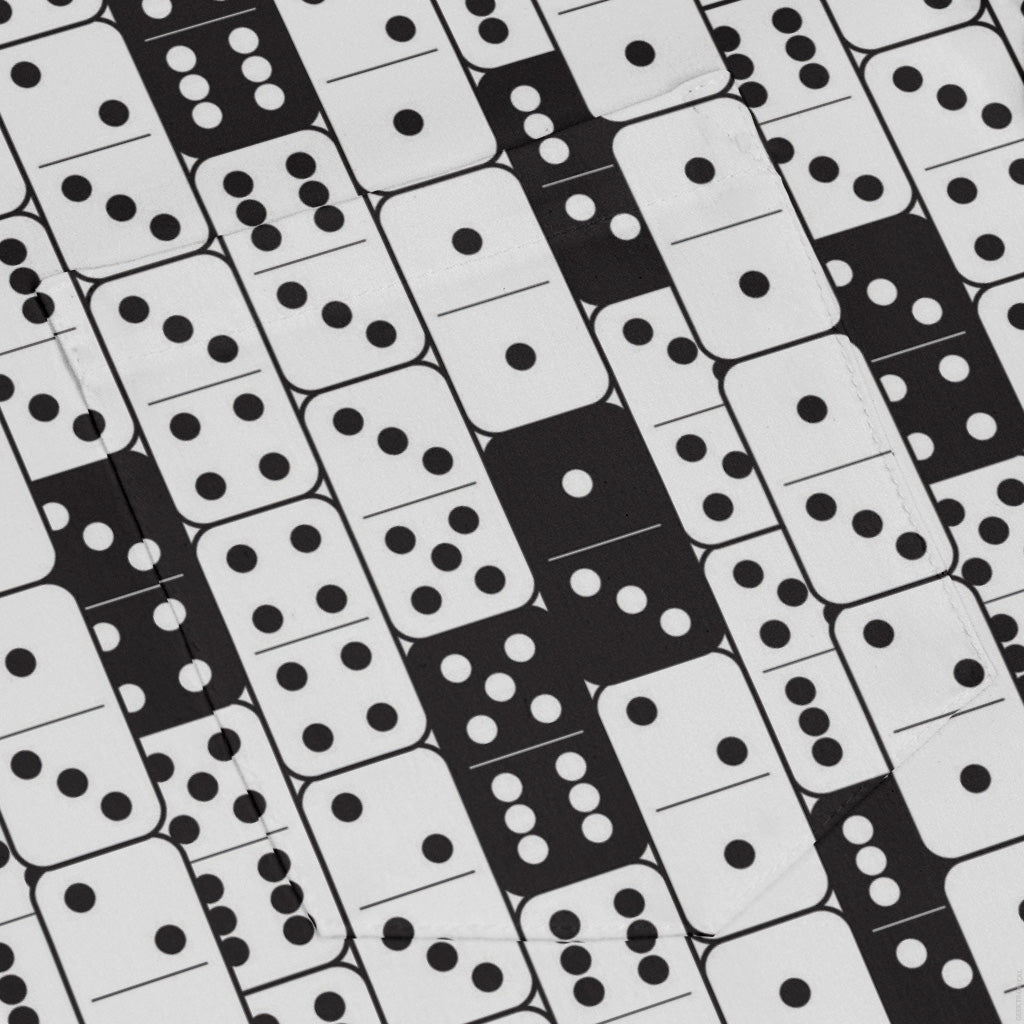 Dominos Long Sleeve Button Up Shirt Geek Nerd adult sizing board game print Design by Heather Davenport
