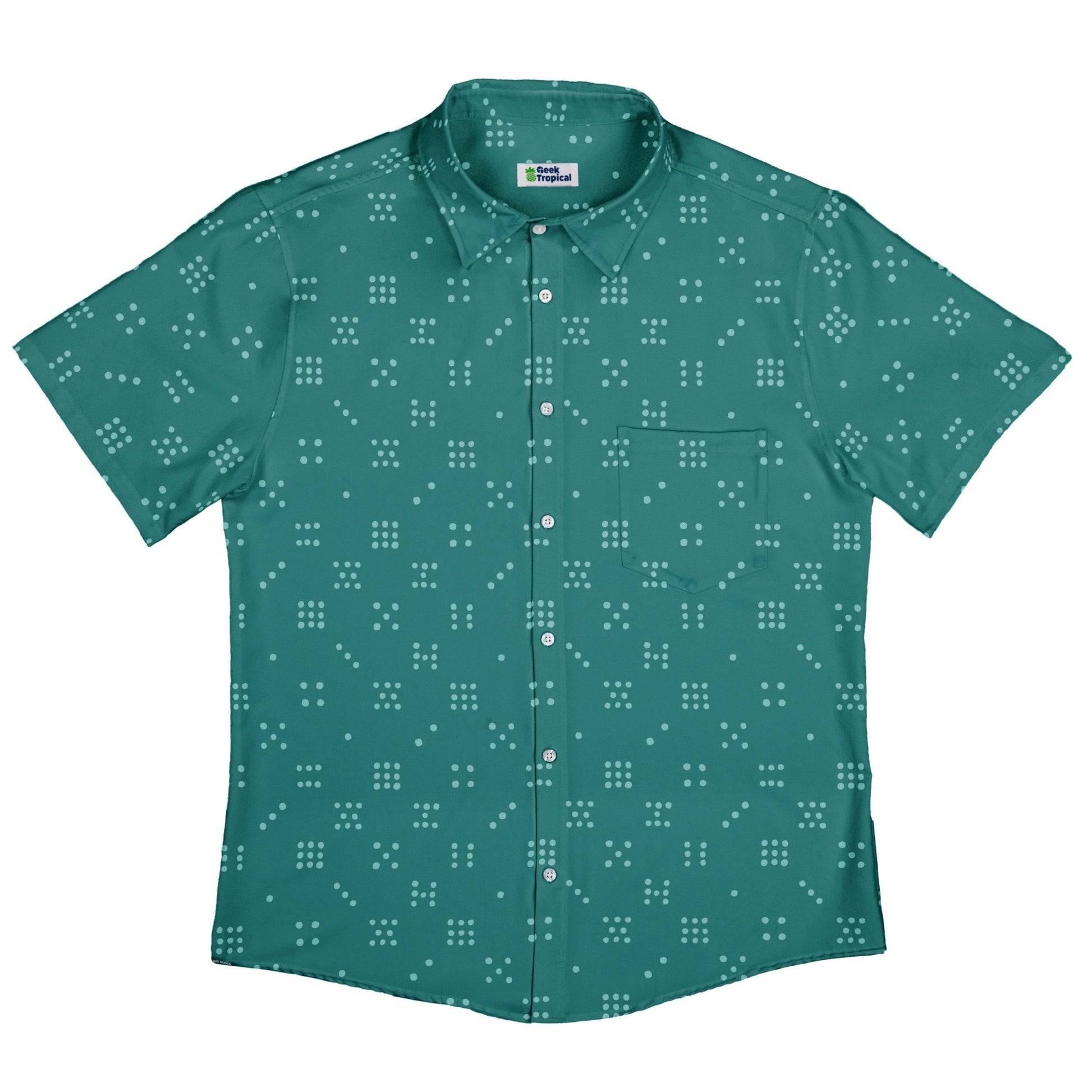 Dominos Minimalist Button Up Shirt Geek Nerd adult sizing board game print Design by Zirkus Design