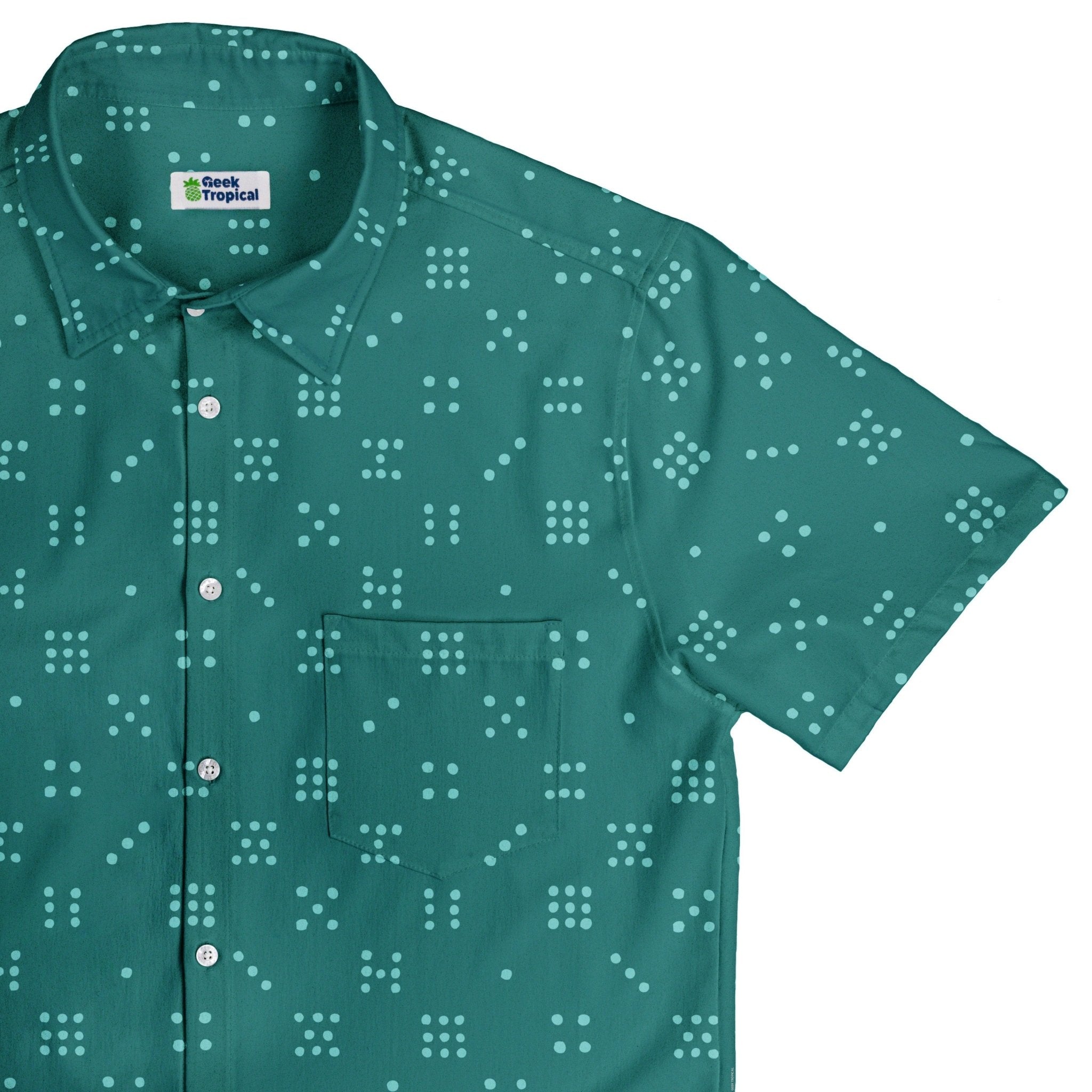 Dominos Minimalist Button Up Shirt Geek Nerd adult sizing board game print Design by Zirkus Design