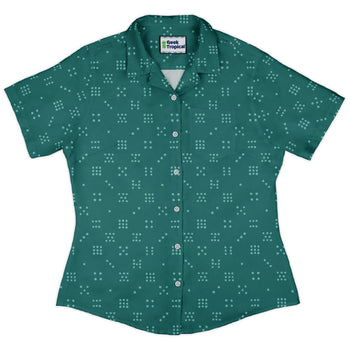 Dominos Minimalist Curvy Button Up Shirt Geek Nerd board game print Design by Zirkus Design q225