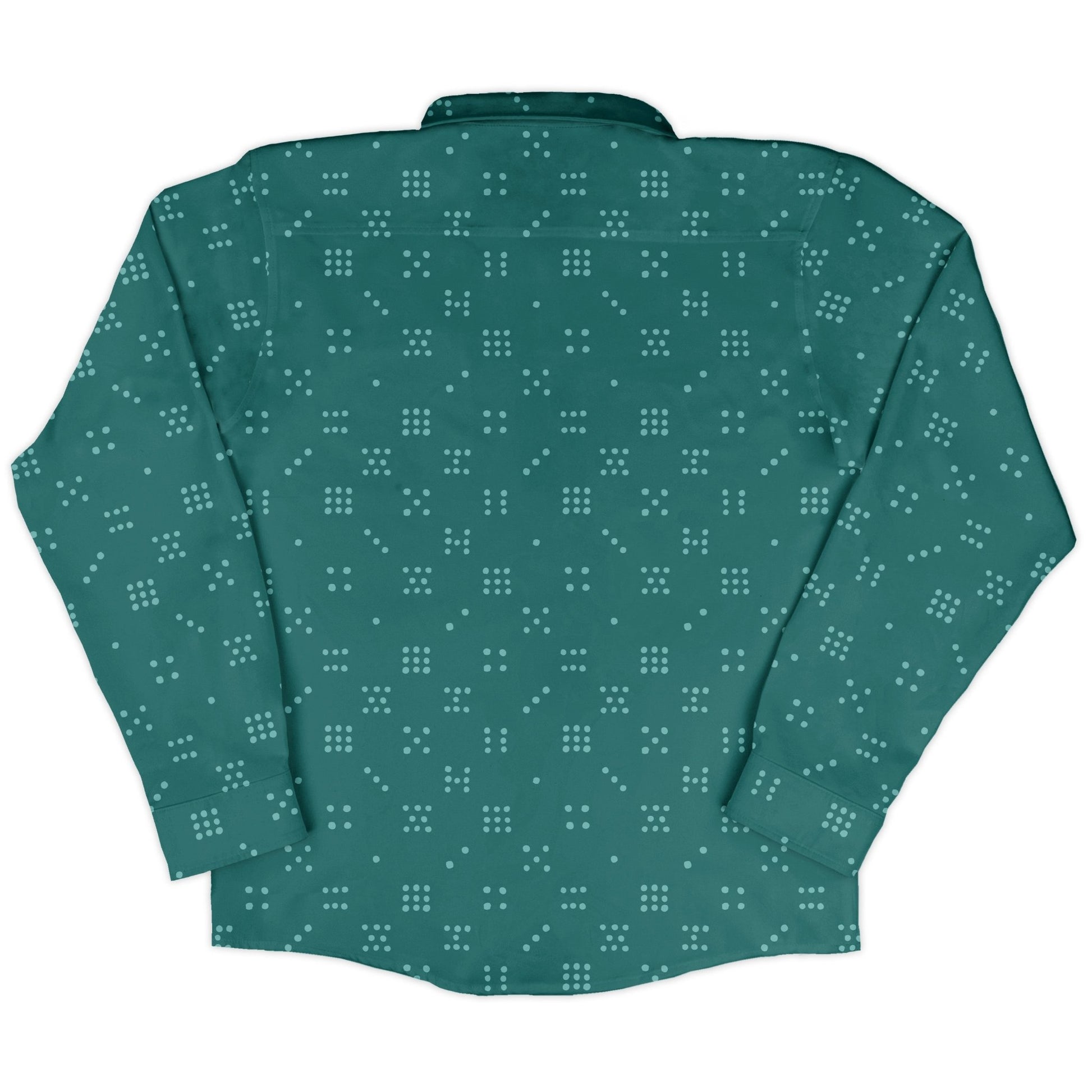 Dominos minimalist Long Sleeve Button Up Shirt Geek Nerd adult sizing board game print Design by Zirkus Design