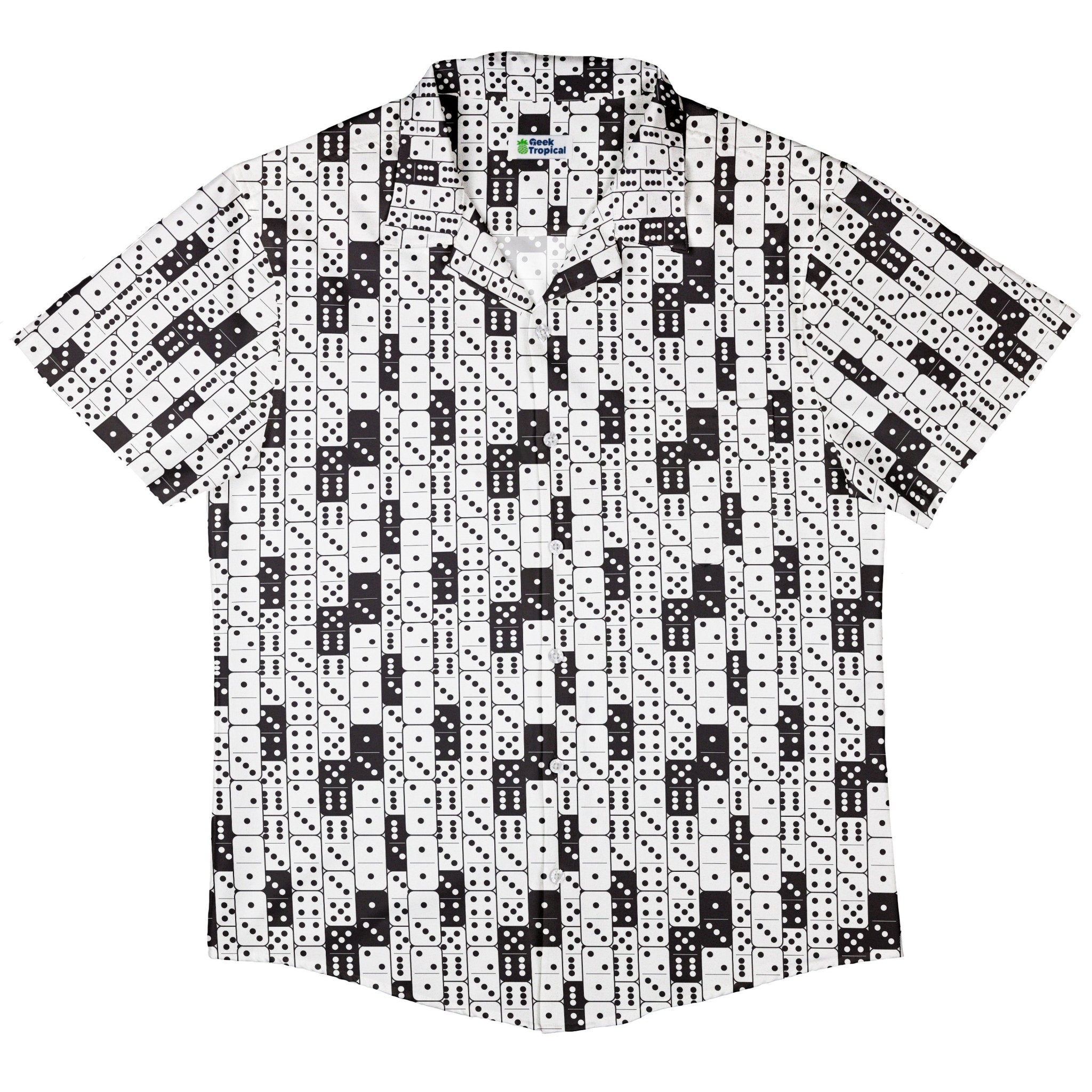 Clearance Ready - to - Ship Dominos Button Up Shirt Geek Nerd adult sizing board game print Clearance