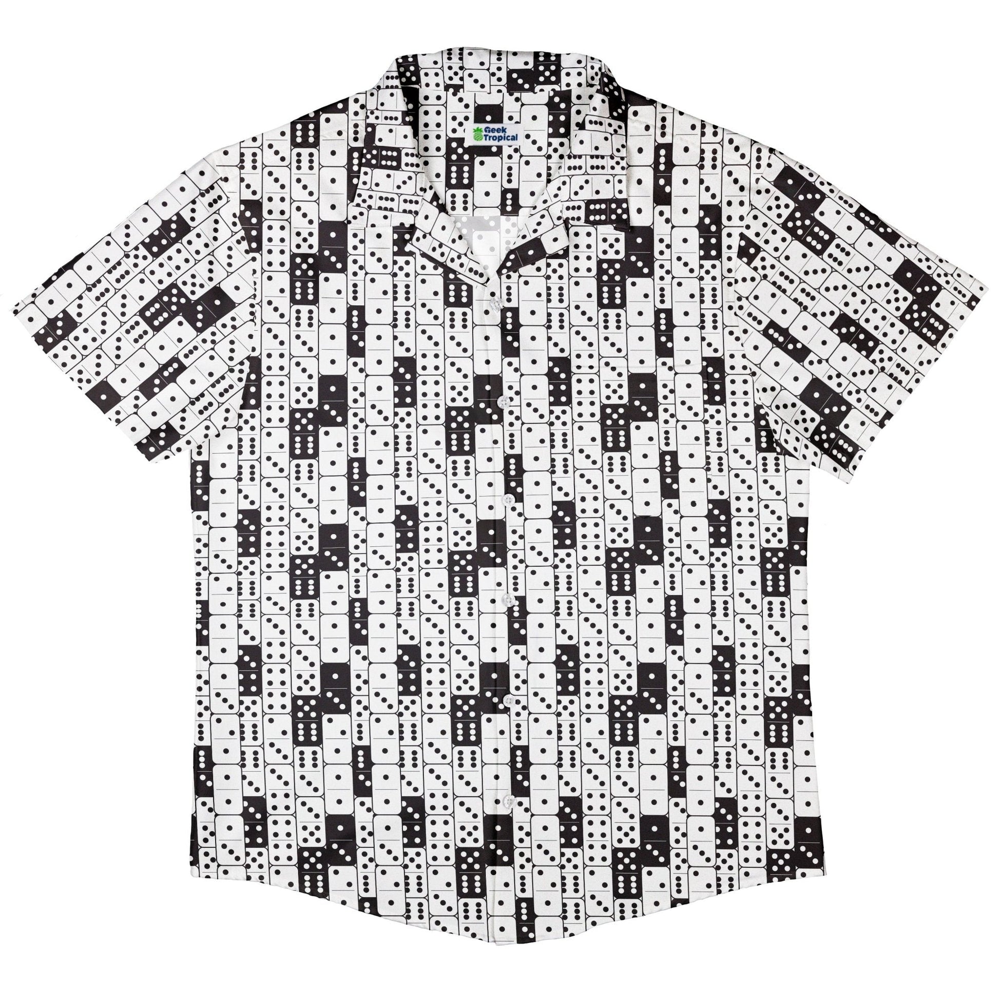 Clearance Ready - to - Ship Dominos Button Up Shirt Geek Nerd adult sizing board game print Clearance