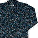 Dotted Blue Musical Notes Black Long Sleeve Button Up Shirt Geek Nerd adult sizing FLOW DESC WRITING lifestyle photo