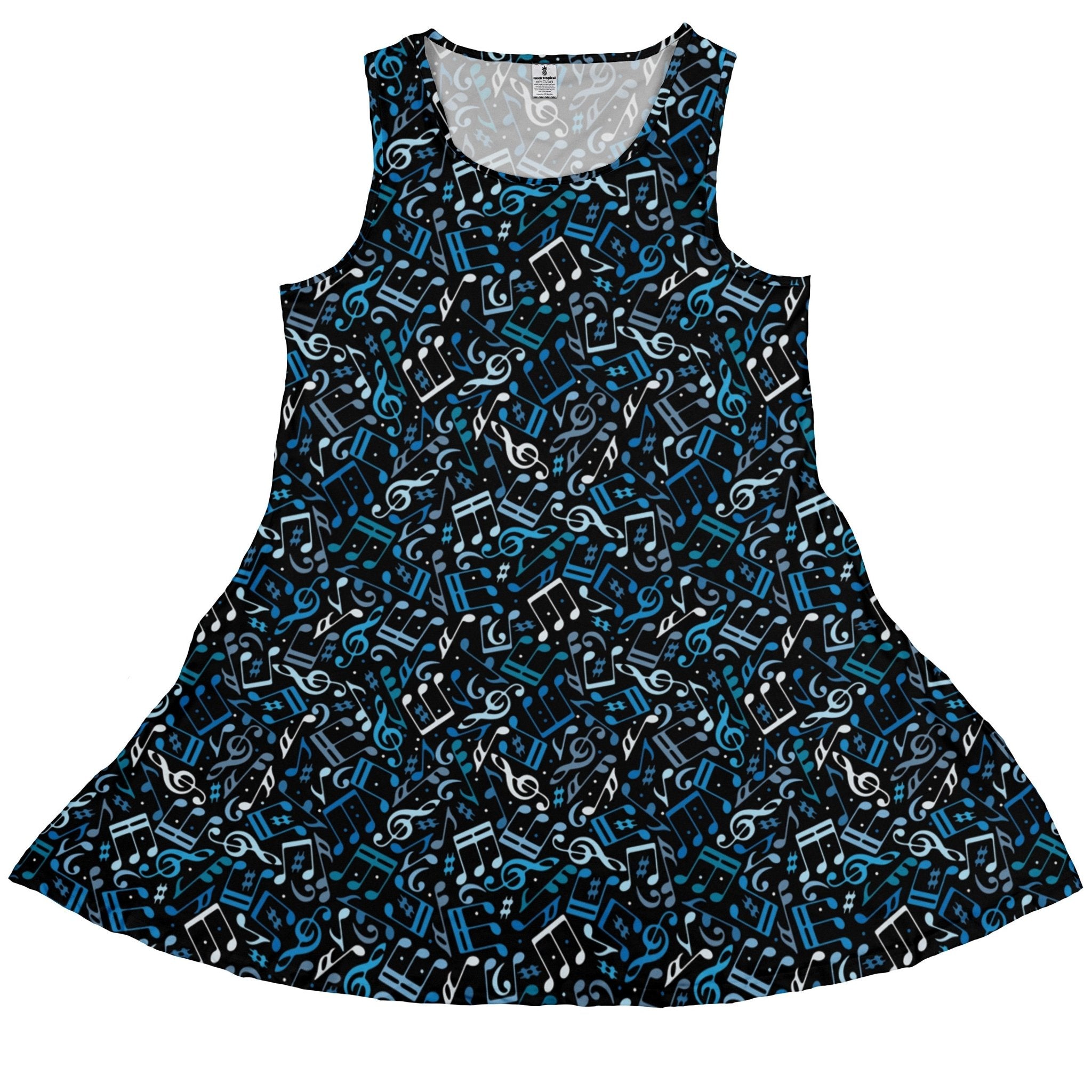 Dotted Blue Musical Notes Black Dress Geek Nerd lifestyle photo lx - C music print