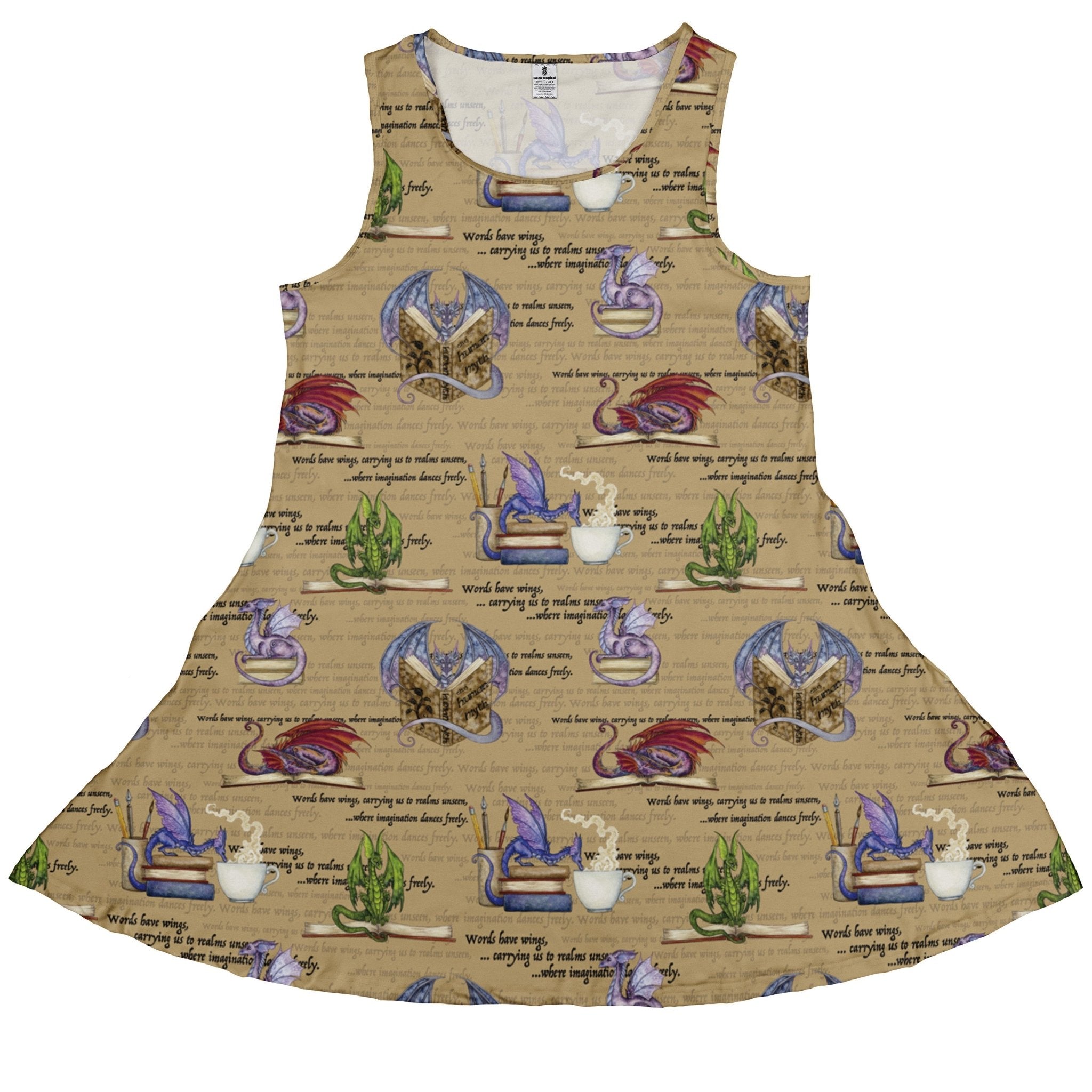 Dragon Bookworm Dress Geek Nerd Book Prints Design by Amy Brown Fantasy Prints