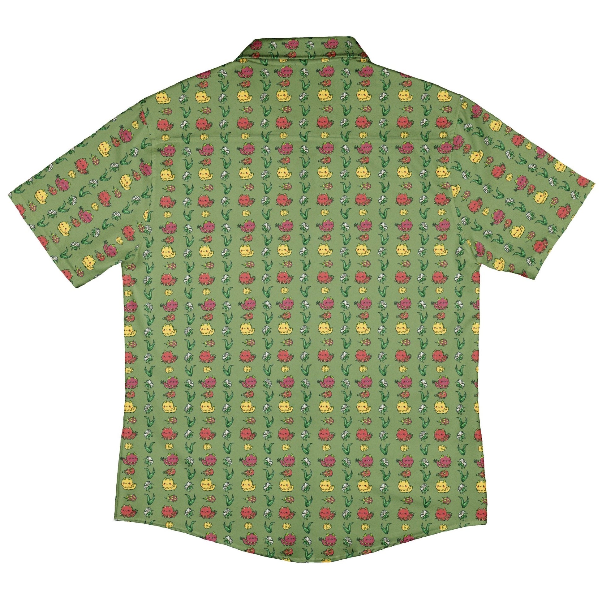 Dragon Fruit Green Button Up Shirt Geek Nerd adult sizing anime Design by Ardi Tong
