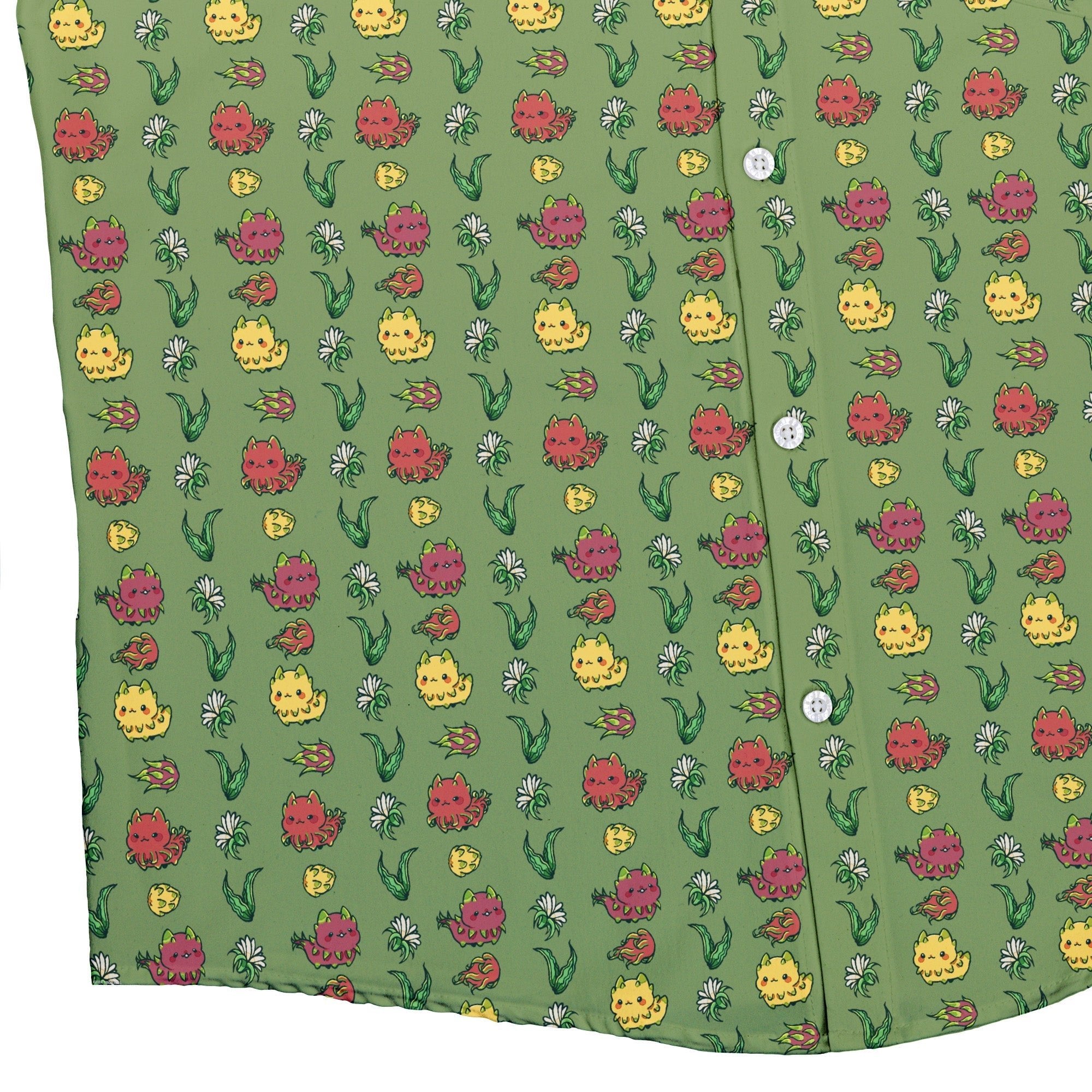 Dragon Fruit Green Button Up Shirt Geek Nerd adult sizing anime Design by Ardi Tong