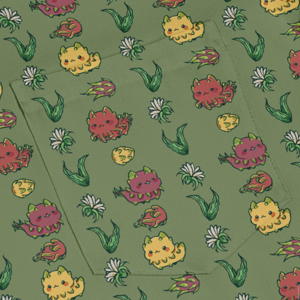 Dragon Fruit Green Long Sleeve Button Up Shirt Geek Nerd adult sizing anime Design by Ardi Tong