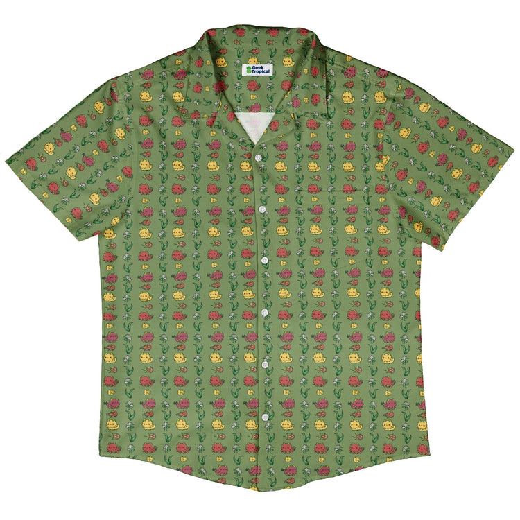 Dragon Fruit Green Button Up Shirt Geek Nerd adult sizing anime Design by Ardi Tong